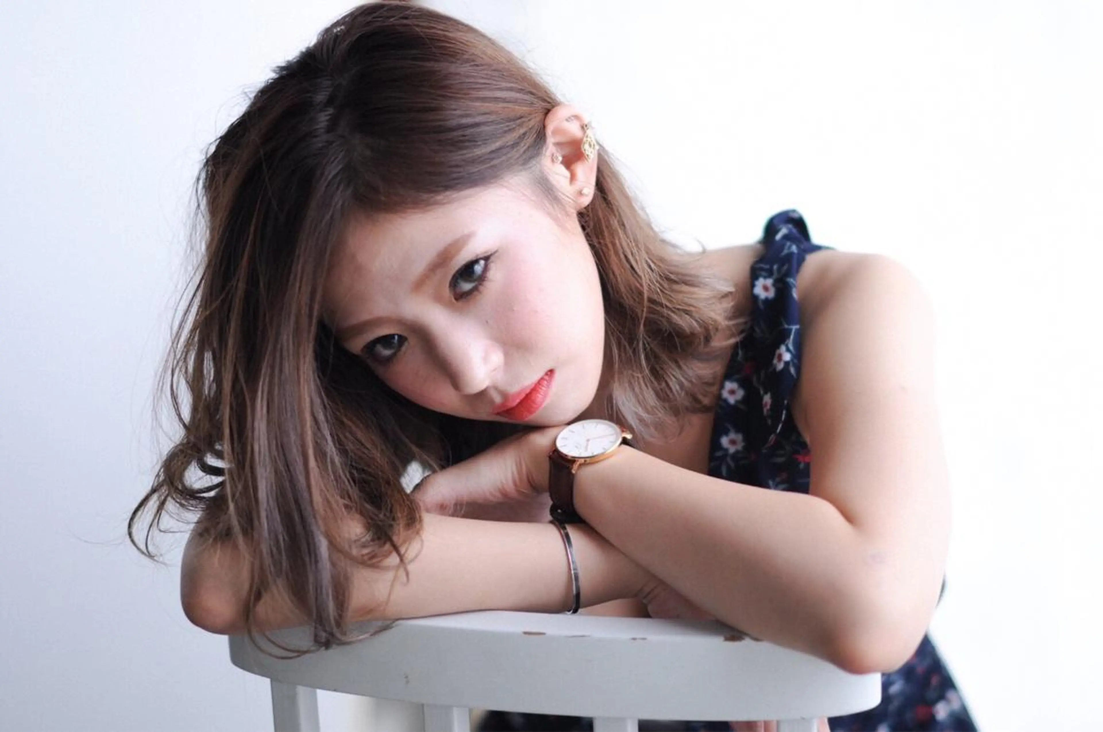 ミディアム カラー ベージュカラー ハイライトカラー ラベンダーカラー ハイライト 松村 崇弘のヘアスタイル