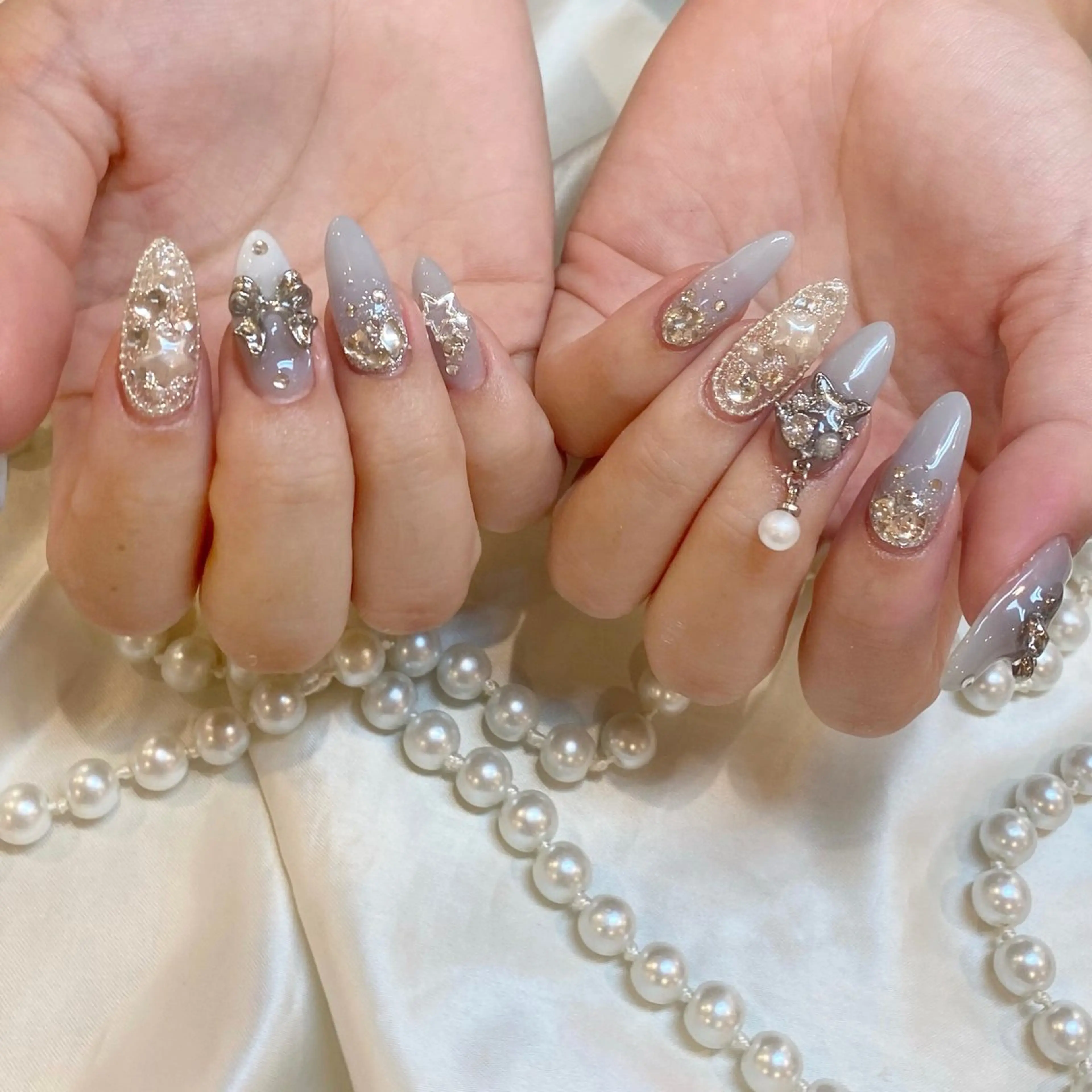 ネイル ブルー キラキラネイル ハンドネイル LOVE NAIL SAEのネイルデザイン
