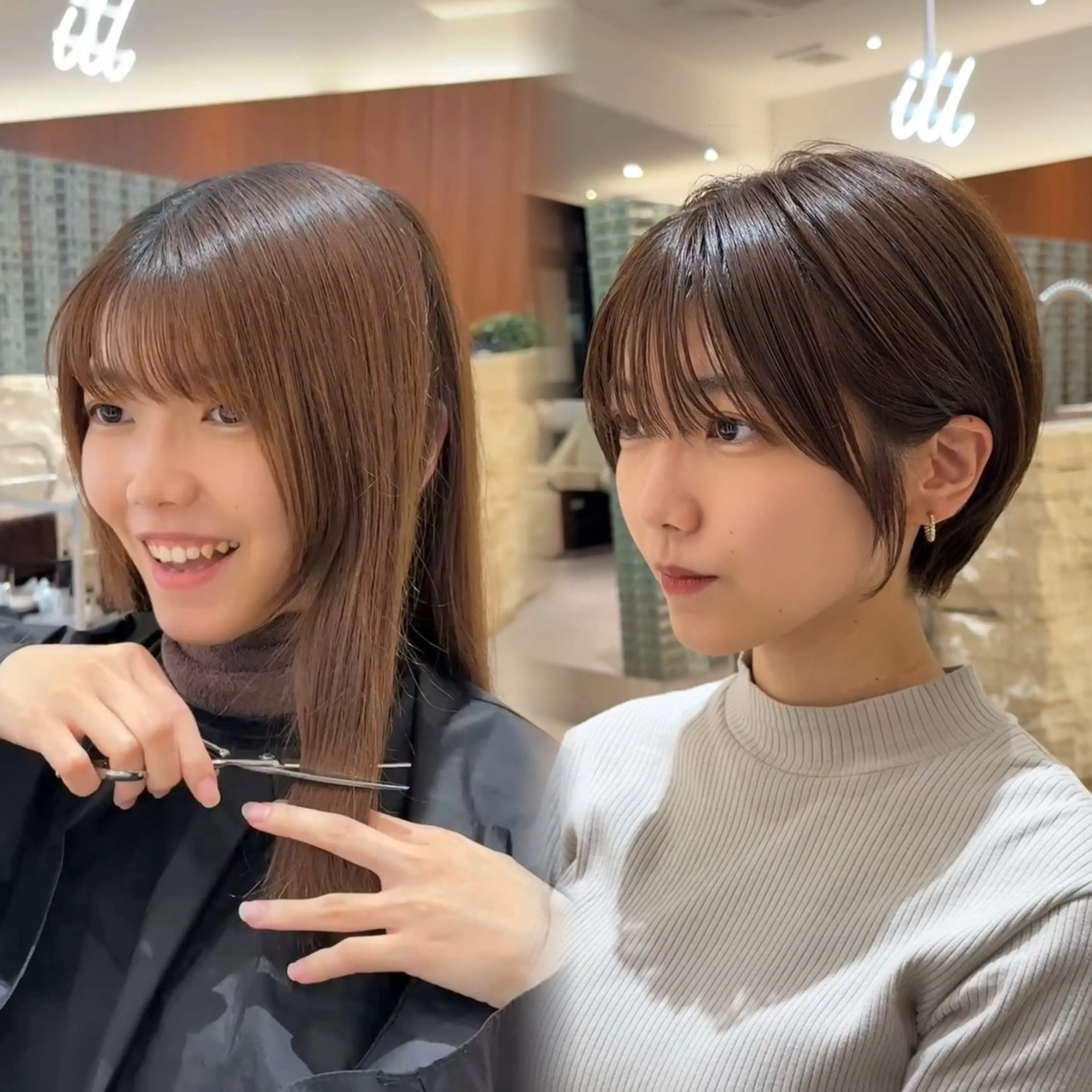 ショート カラー 切りっぱなしボブ ショートボブ ボブレイヤー 透明感カラー ボブ カット ヘアカラー トリートメント 渋谷ボブ/レイヤー ボブ田中航平のヘアスタイル