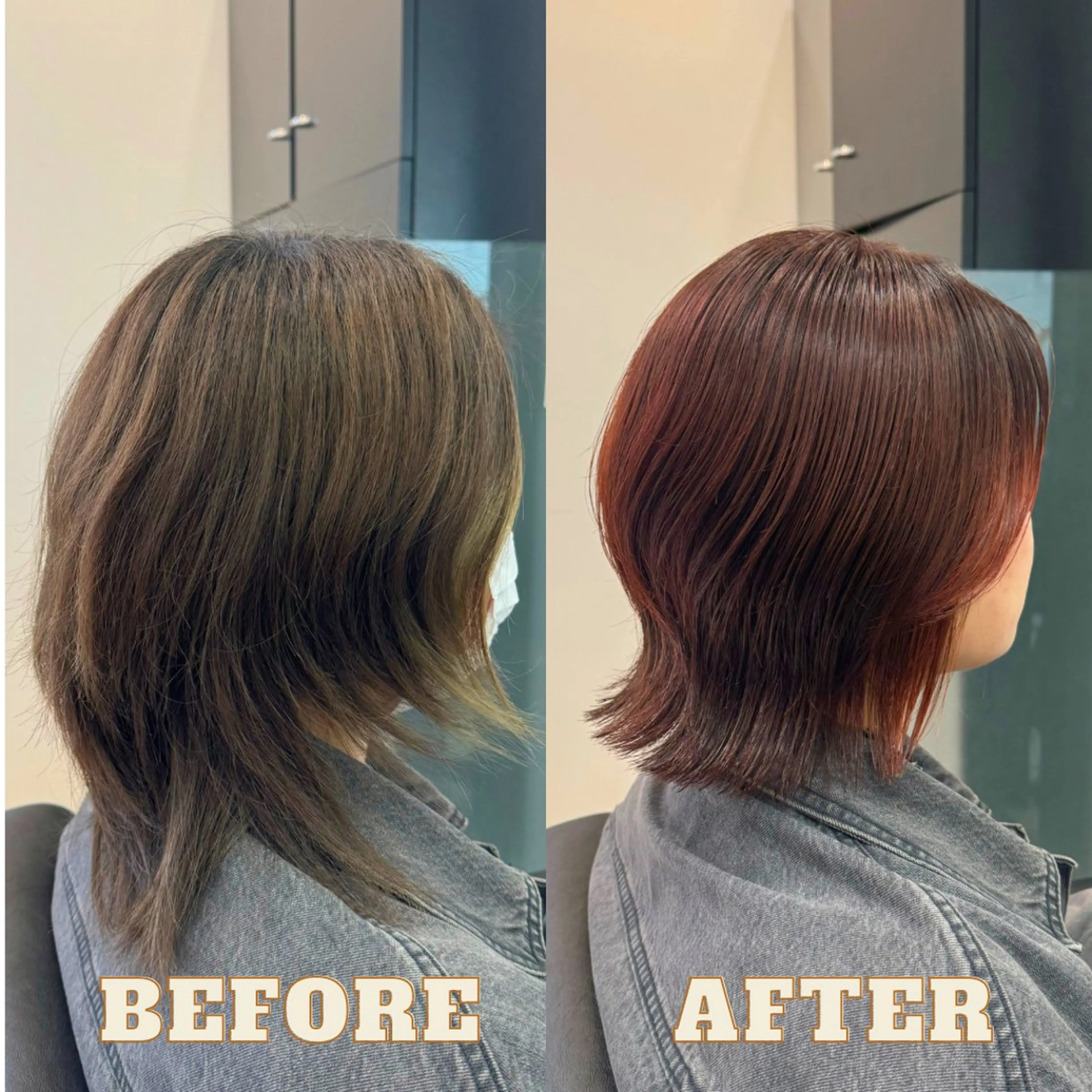 ショート カット ヘアカラー トリートメント YASU🍎ボブ/ 赤系カラー/髪質改善のヘアスタイル