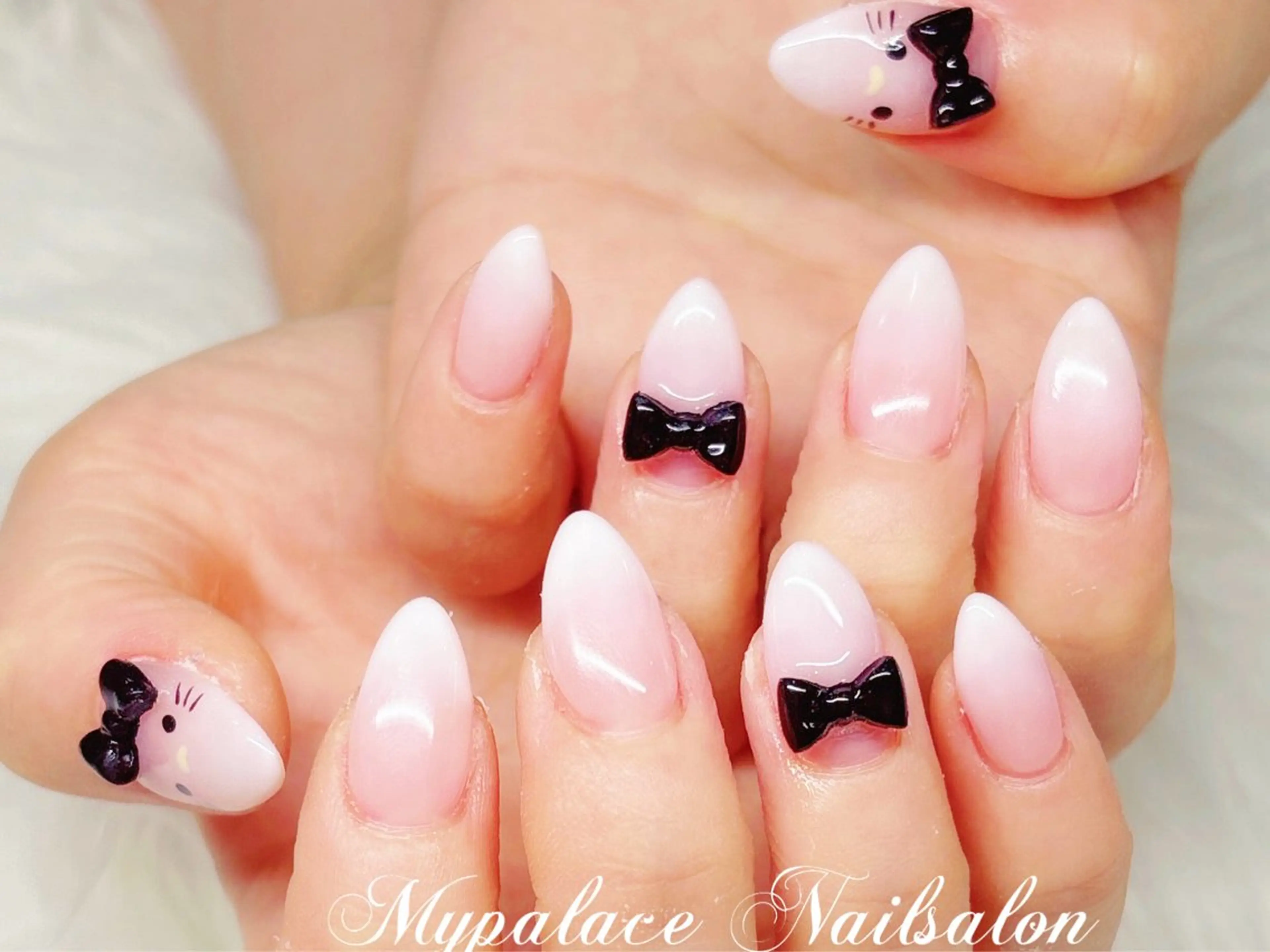 ネイル ピンク リボン ハンドネイル Yuis Nailスカルプ専門のネイルデザイン