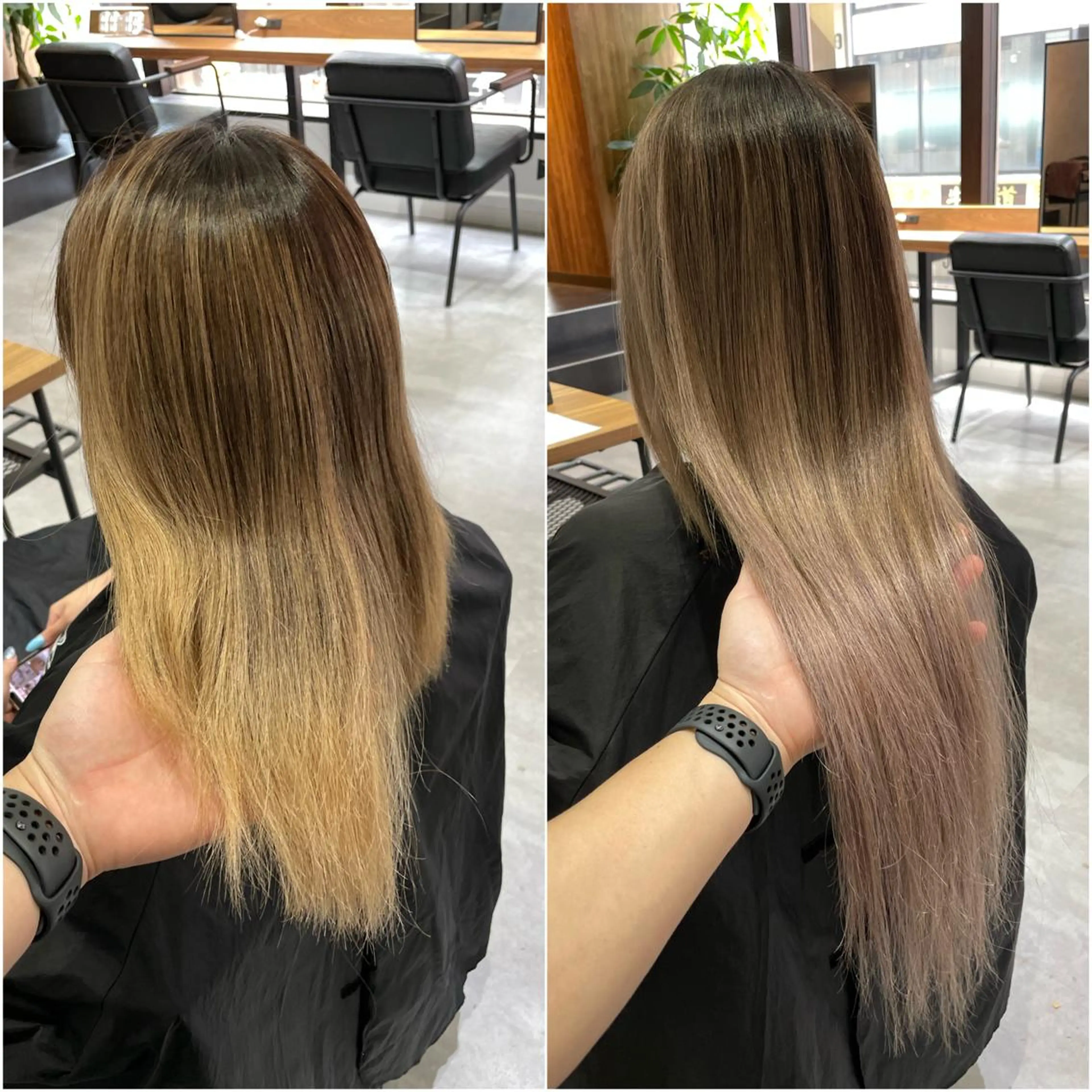 ロング カラー シールエクステ アッシュ ベージュカラー グレージュ エクステ 池袋🧡ダブルカラー /馴染ませエクステのヘアスタイル