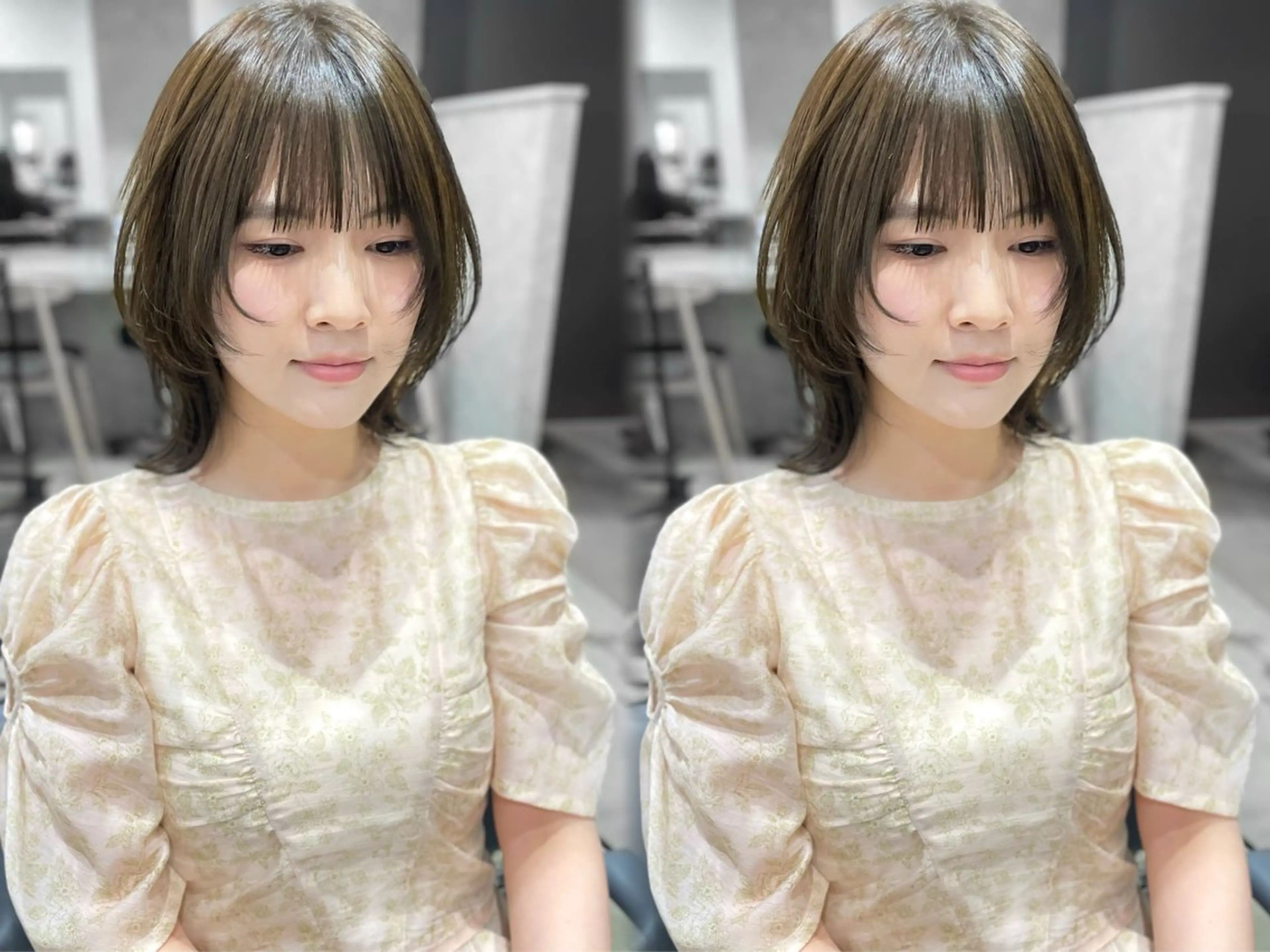 ミディアム カット ヘアカラー トリートメント 韓国♡髪質改善♡新宿 駅近🌝erinaのヘアスタイル