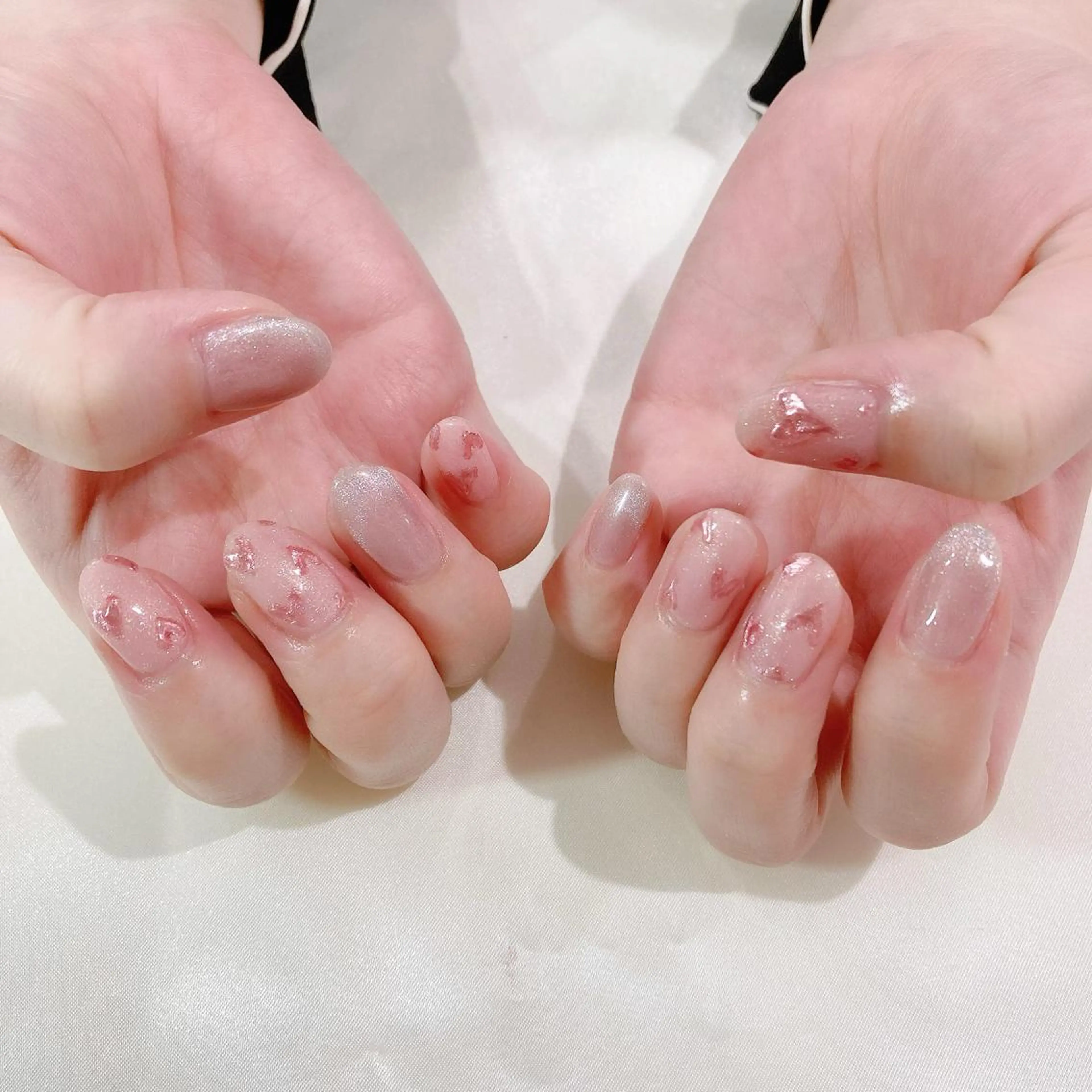 ネイル フレンチネイル ジェルネイル ハート マグネットネイル マグネットフレンチ ハンドネイル Nail Kのネイルデザイン