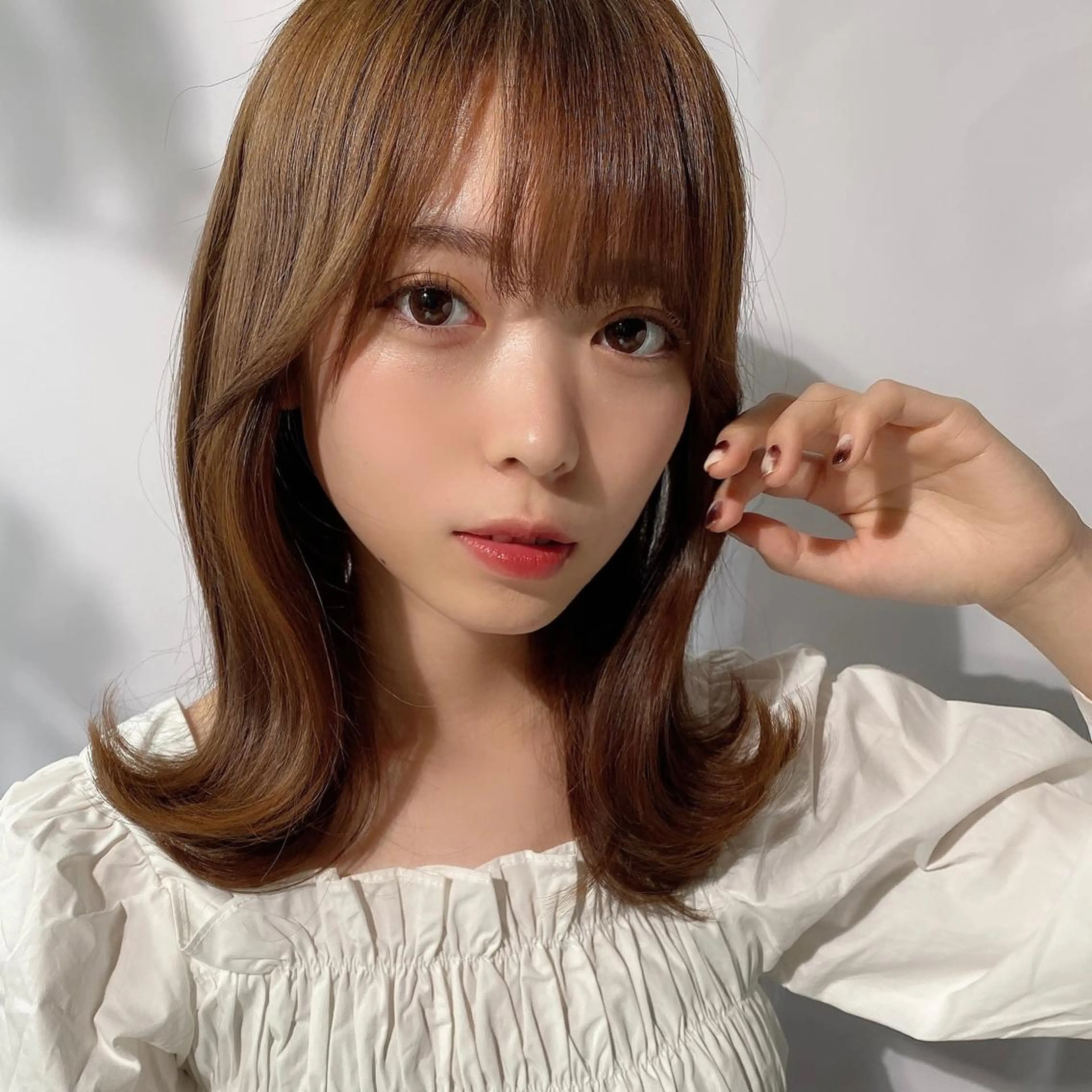 ミディアム カラー ベージュカラー ブラウンカラー くびれヘア 髪質改善 縮毛矯正 カット ヘアカラー トリートメント 🧡くびれヘア/前髪 顔周り🧡久原結衣のヘアスタイル