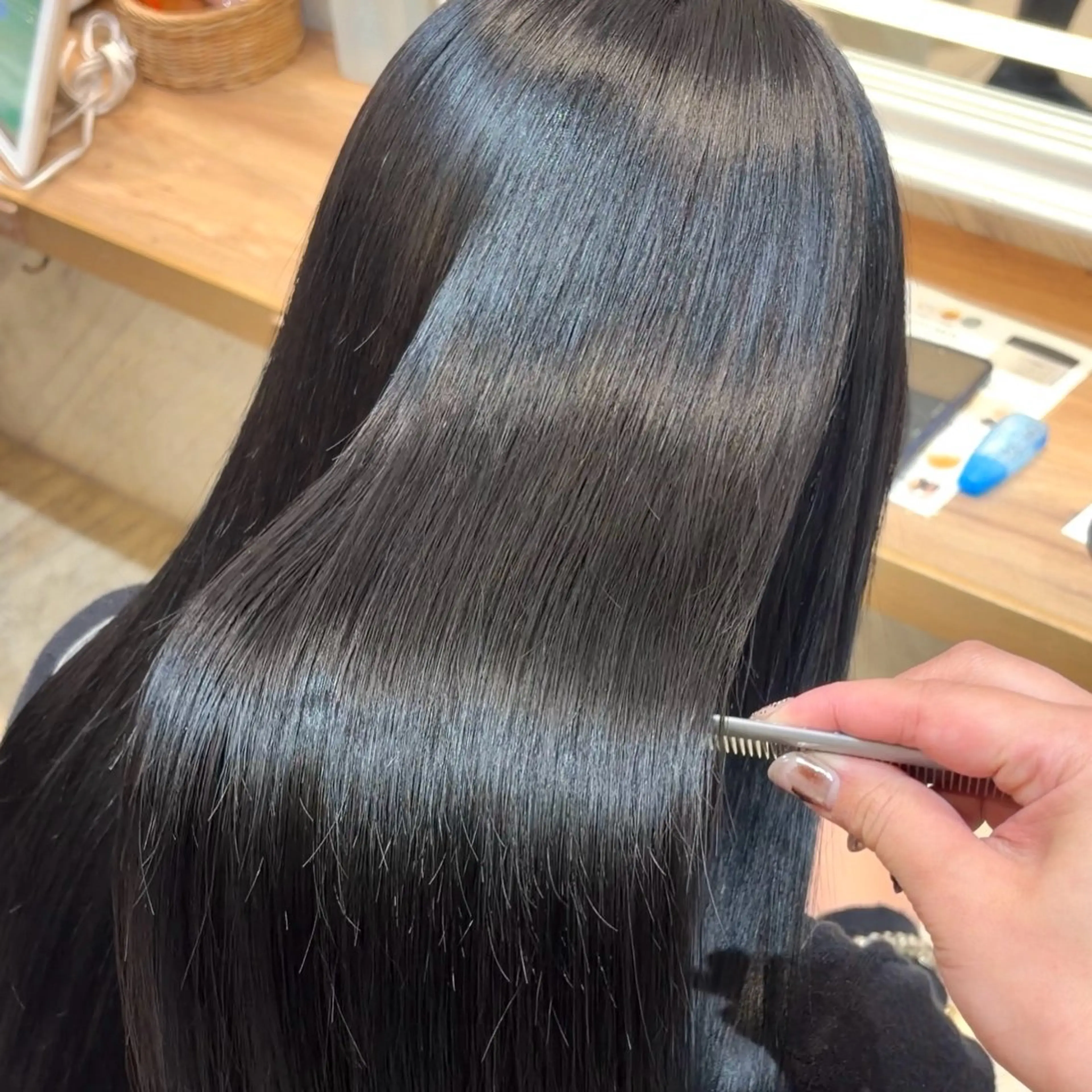 ロング 縮毛矯正 横浜パーマ🌐 暖色カラー🍒もえかのヘアスタイル