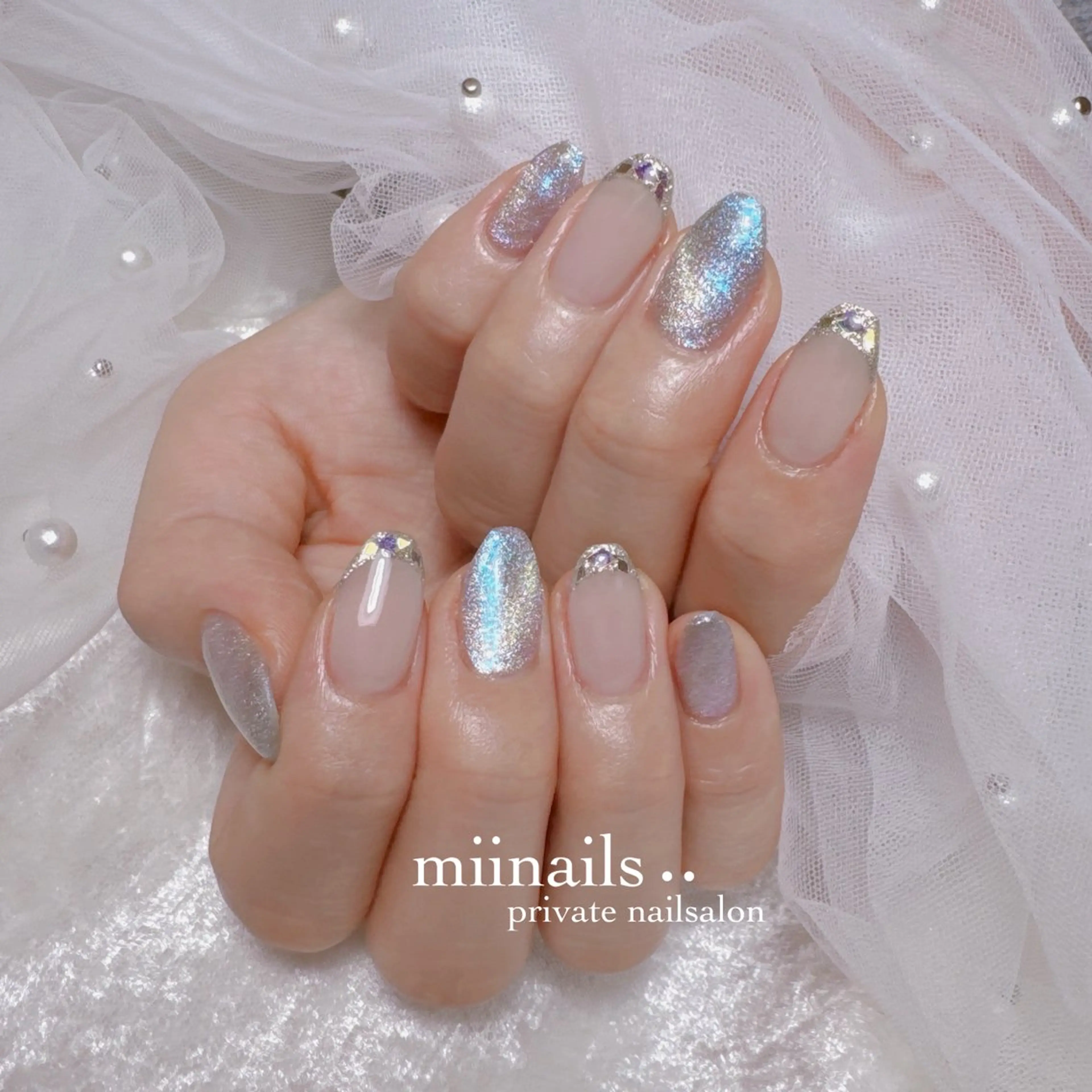 ネイル 韓国ネイル マグネットネイル ワンホンネイル ハンドネイル nailsalon miinailsのネイルデザイン