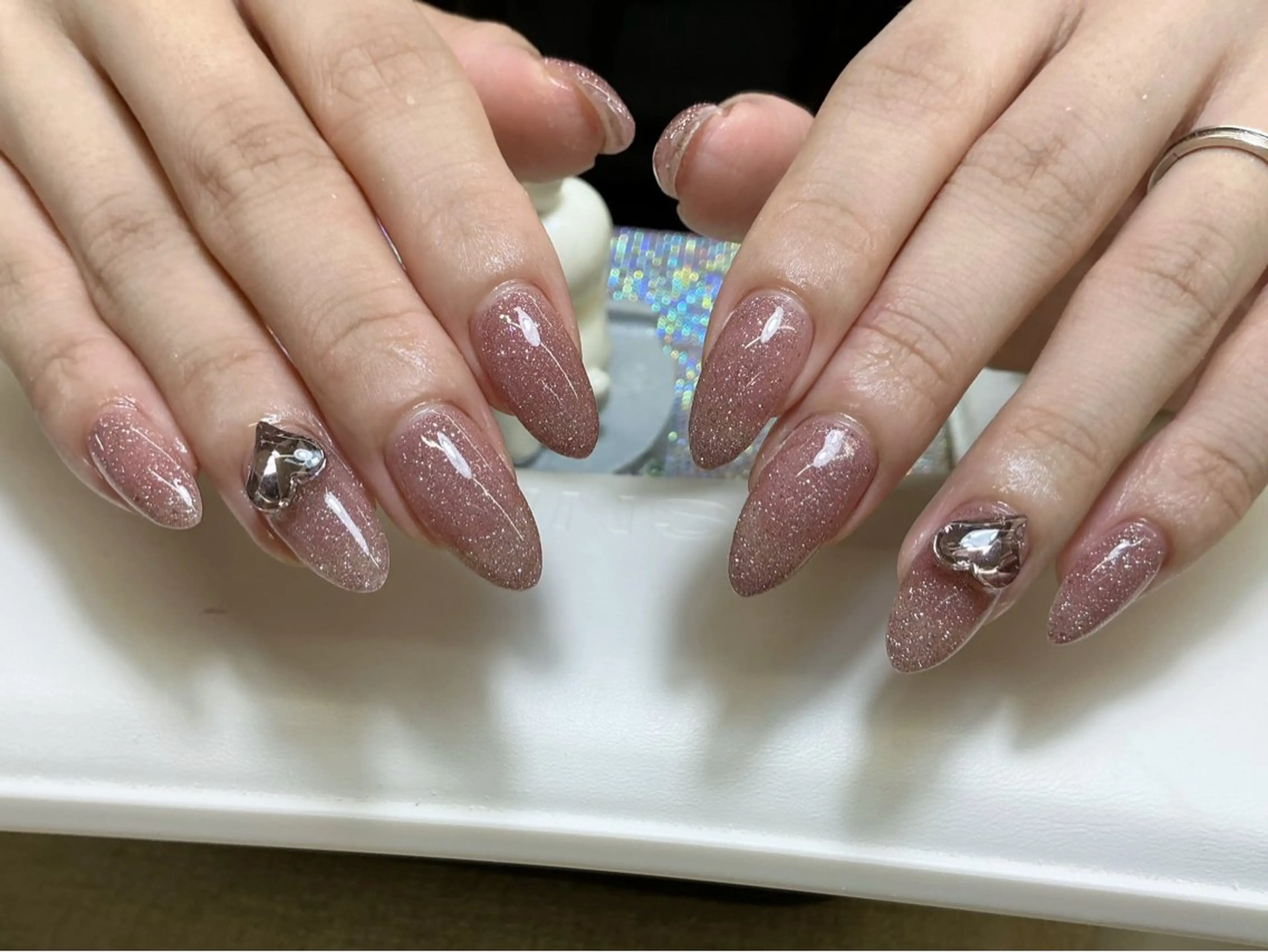 ネイル オーロラネイル 長さ出し フレンチネイル ジェルネイル ガラスフレンチ ハンドネイル Rela・S所属・Rela・S NAILのネイルデザイン