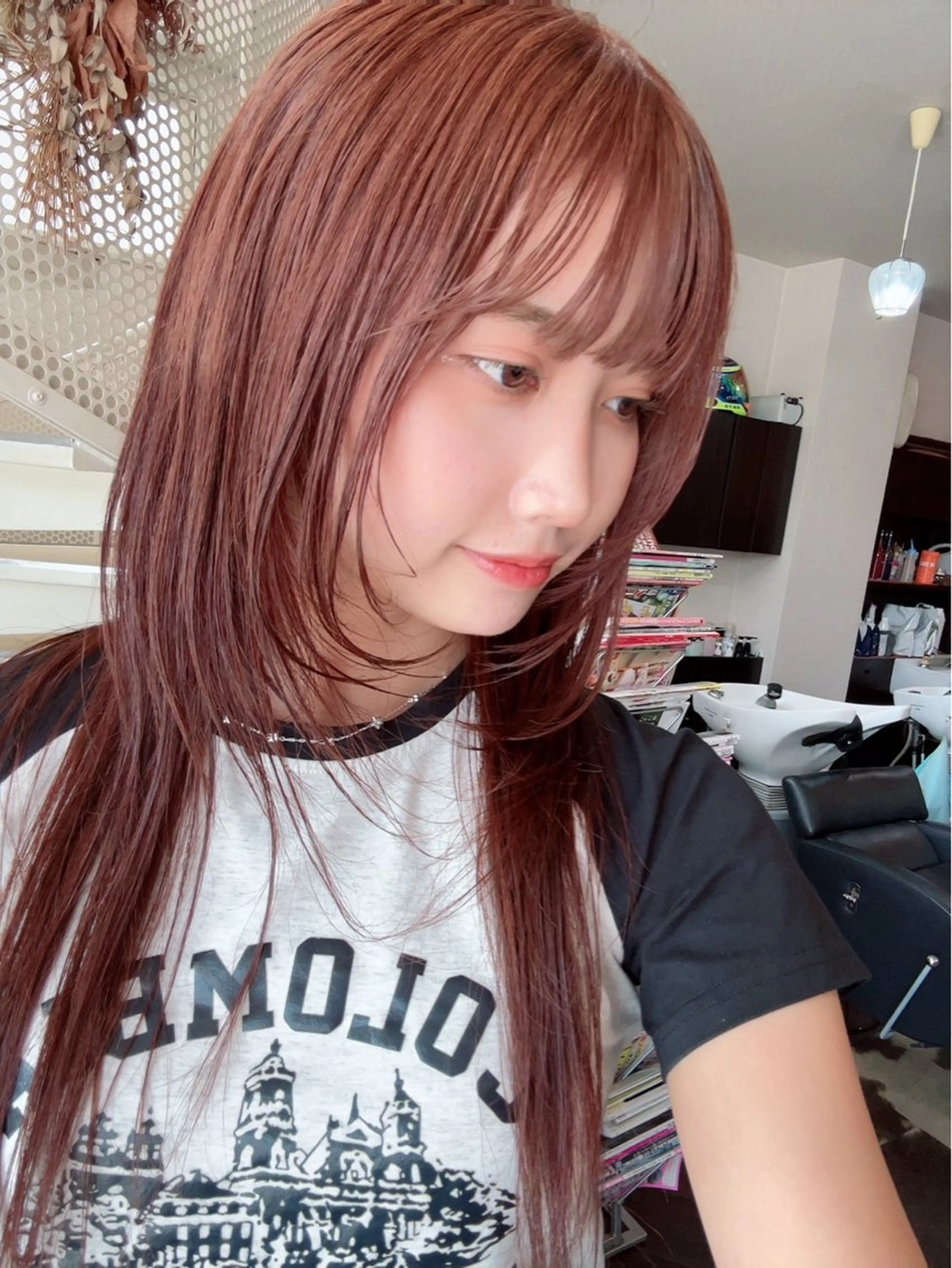 セミロング カラー ブラウンカラー ピンクカラー ピンクブラウン 髪質改善 トリートメント ヘアカラー トリートメント glamfe 佐伯区サロンのヘアスタイル