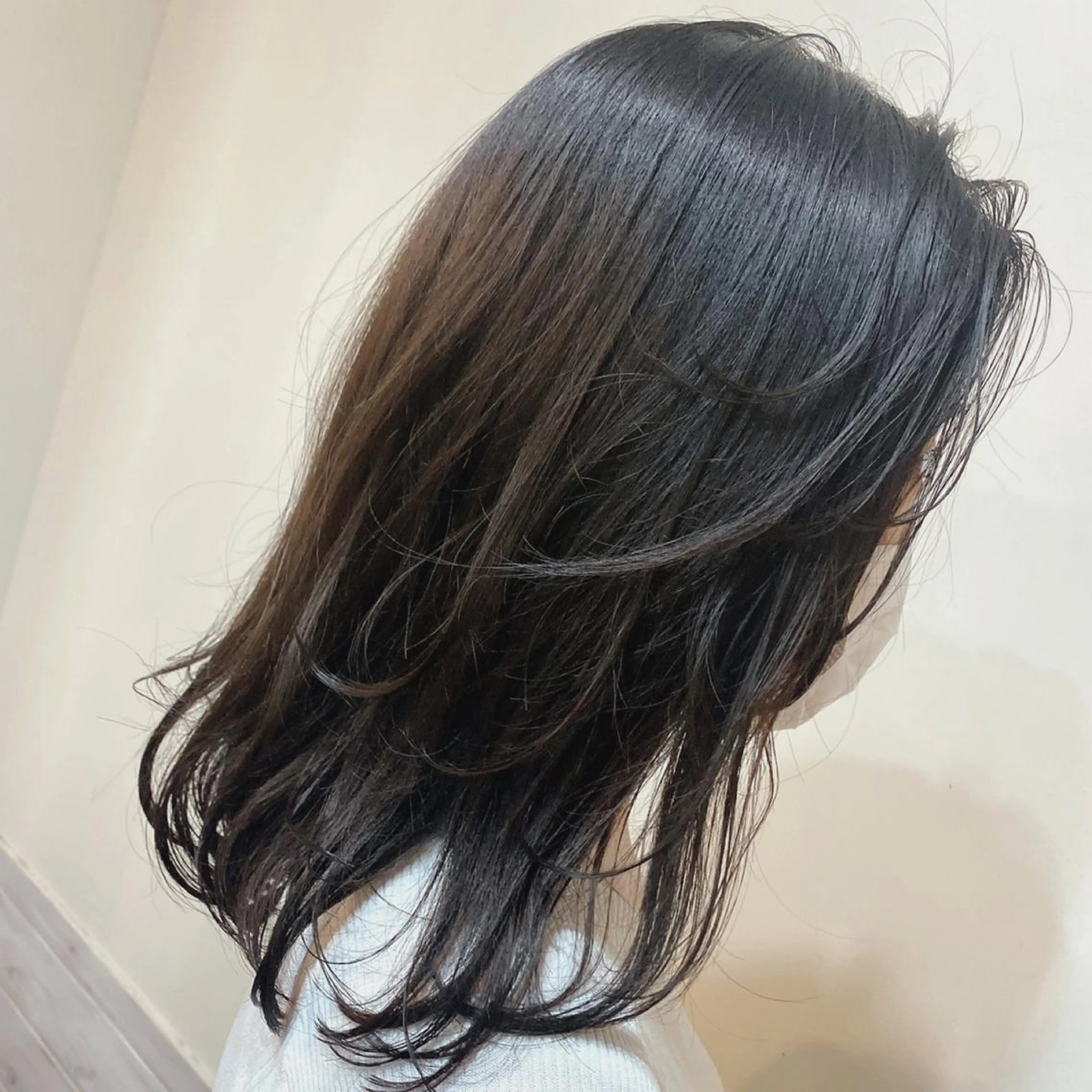 ミディアム カラー アディクシーカラー 黒髪 ブルーカラー ヘアカラー トリートメント 女性指名人気no.1 尾崎のヘアスタイル