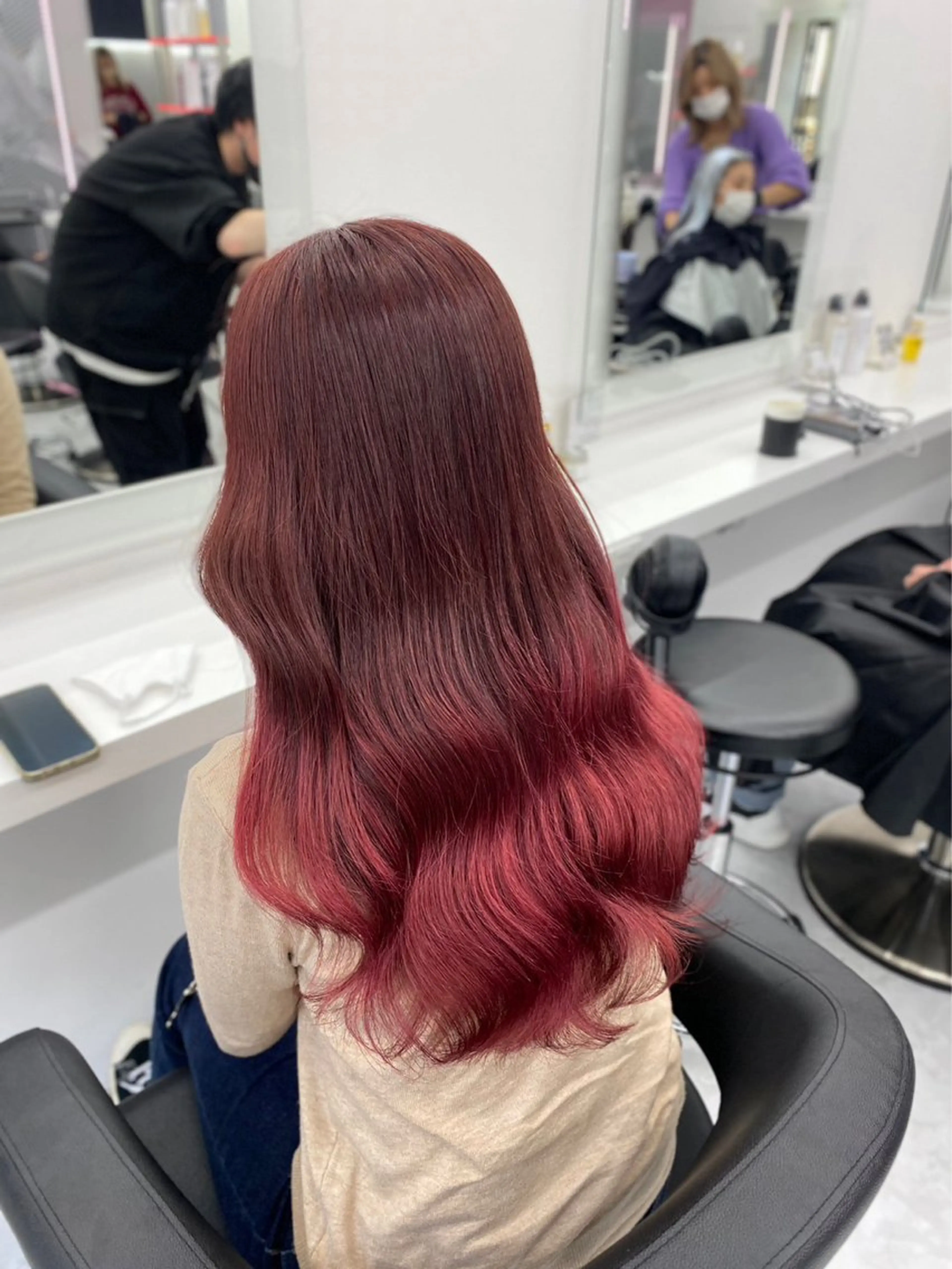 ロング カラー カット ヘアカラー トリートメント ヘッドスパ ダブルカラー特化💖 韓国ヘア💖りくのヘアスタイル