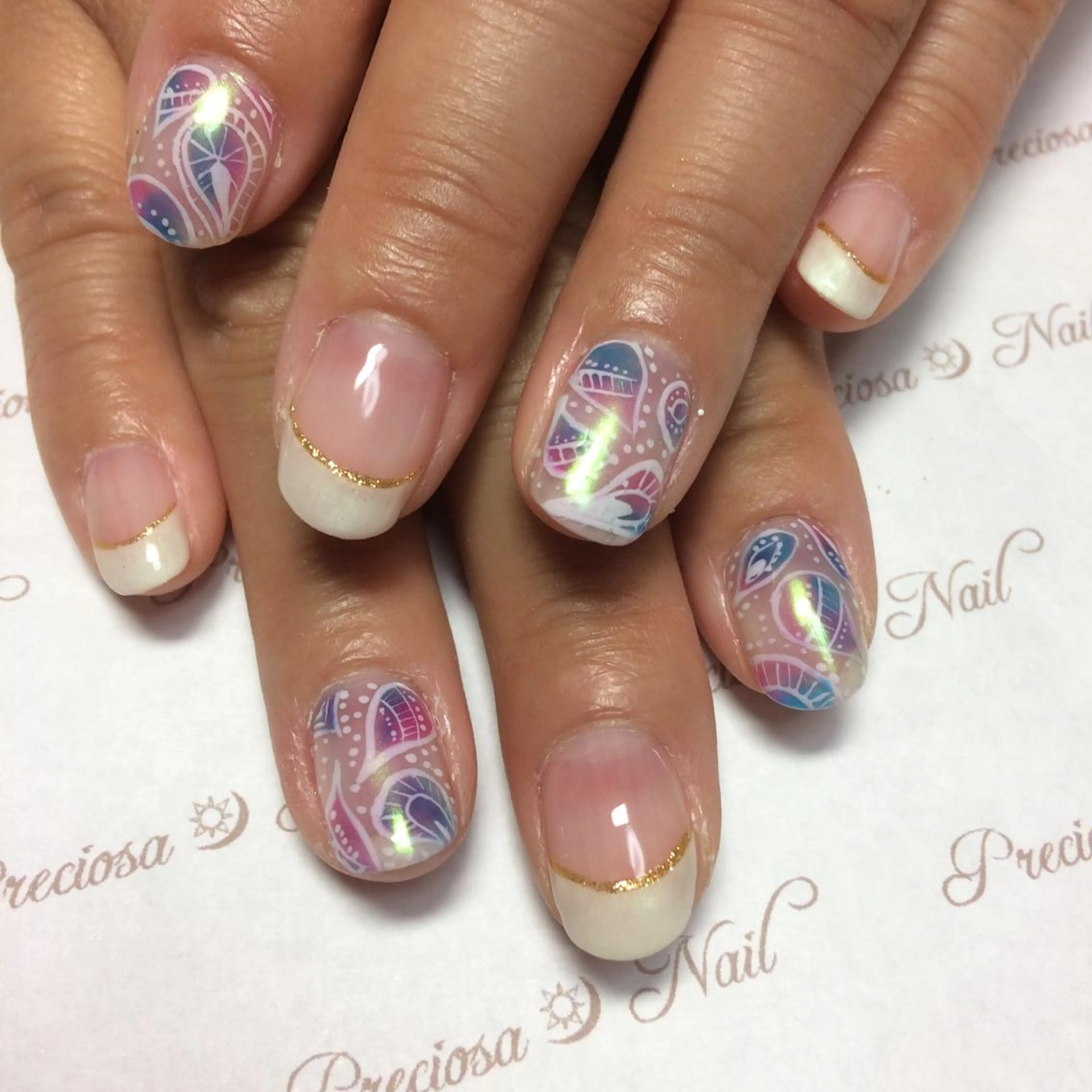 ネイル オーロラネイル キラキラネイル ミラーネイル preciosa.nail所属・久場 晴美のネイルデザイン