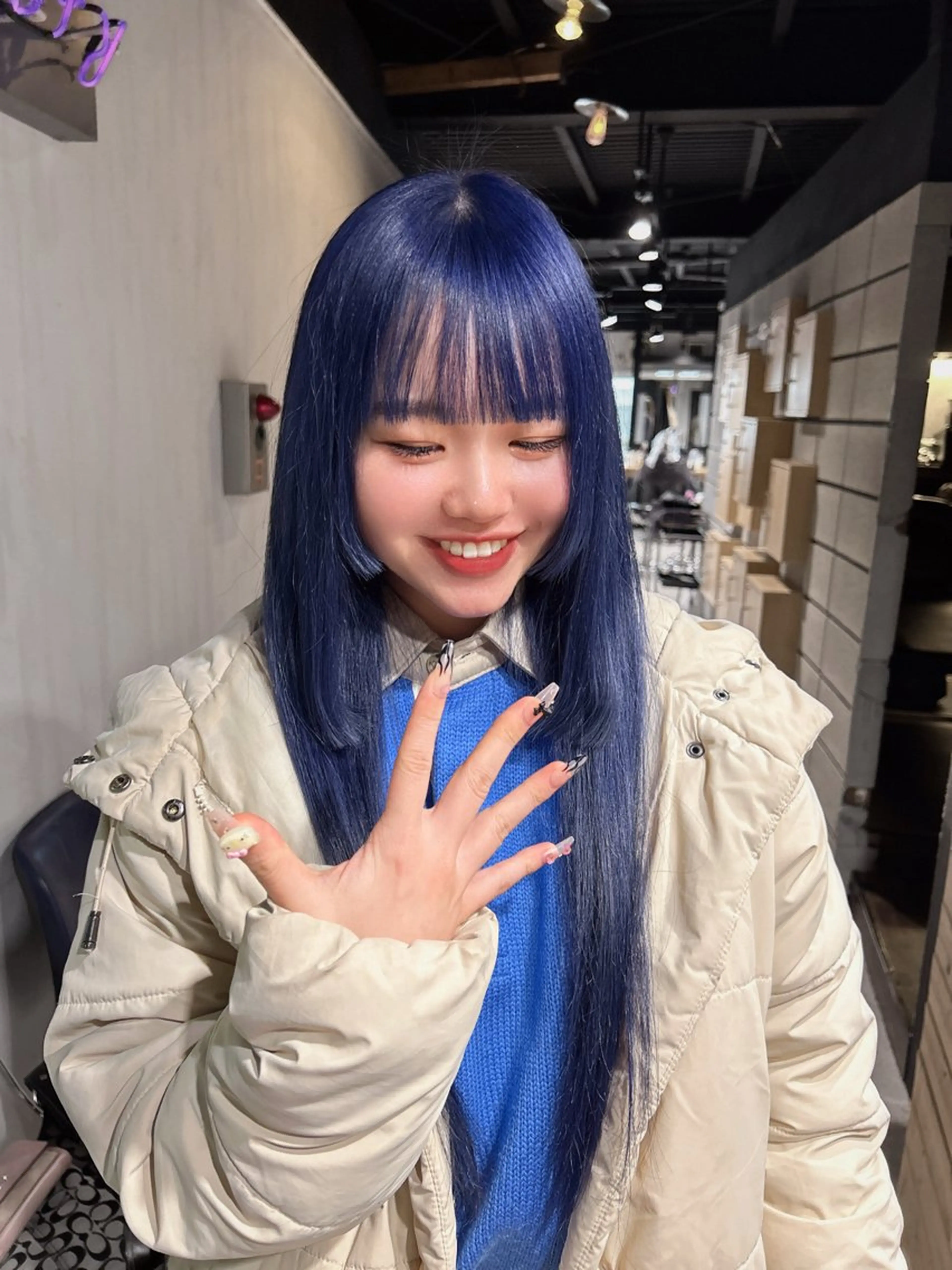 ロング 韓国風カラー 姫カット 韓国風ヘア レイヤーカット ワンホンレイヤー MEI🎀垢抜けカラ ー🎀韓国styleのヘアスタイル
