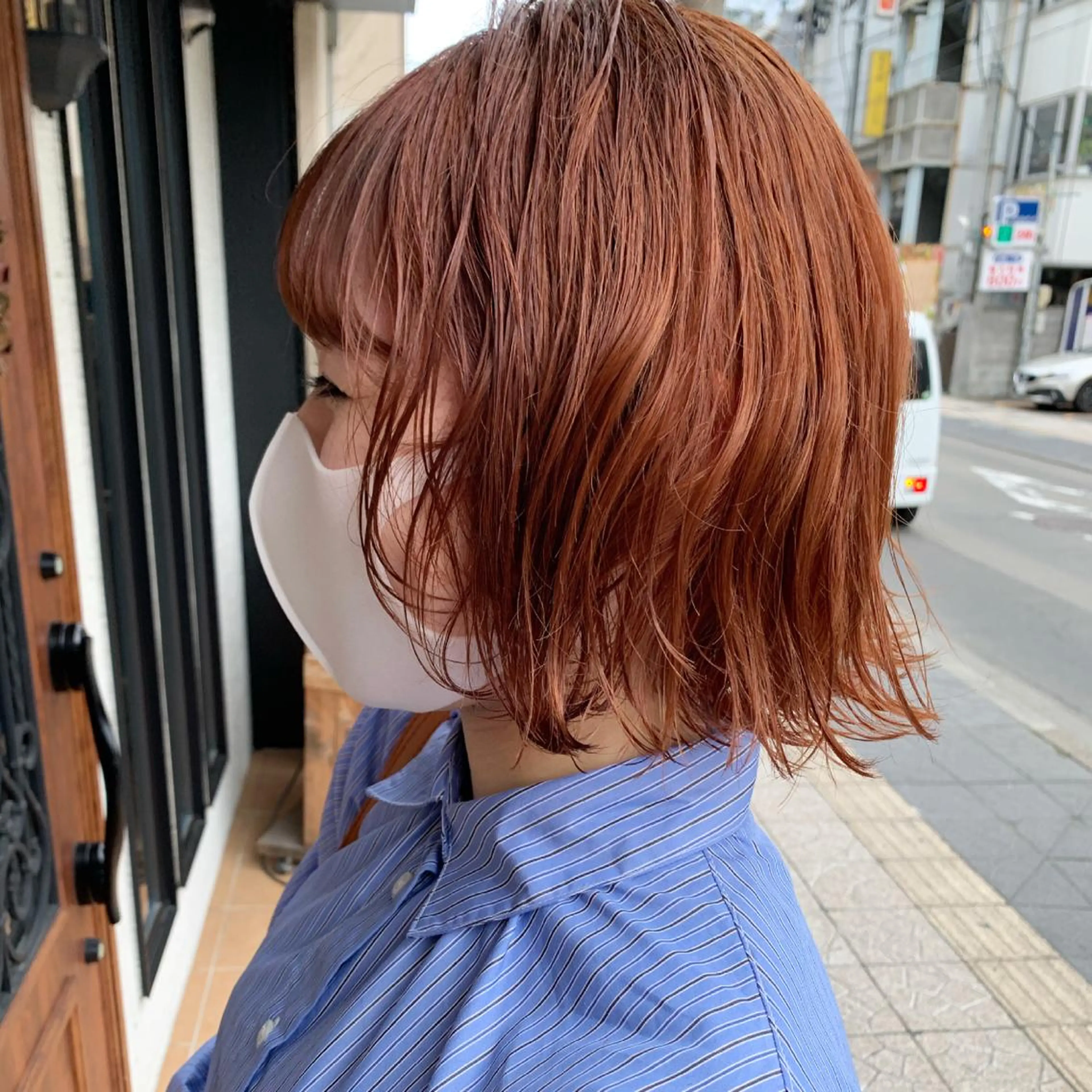 ミディアム カラー ブリーチ オレンジ yoshi (高橋福博)のヘアスタイル