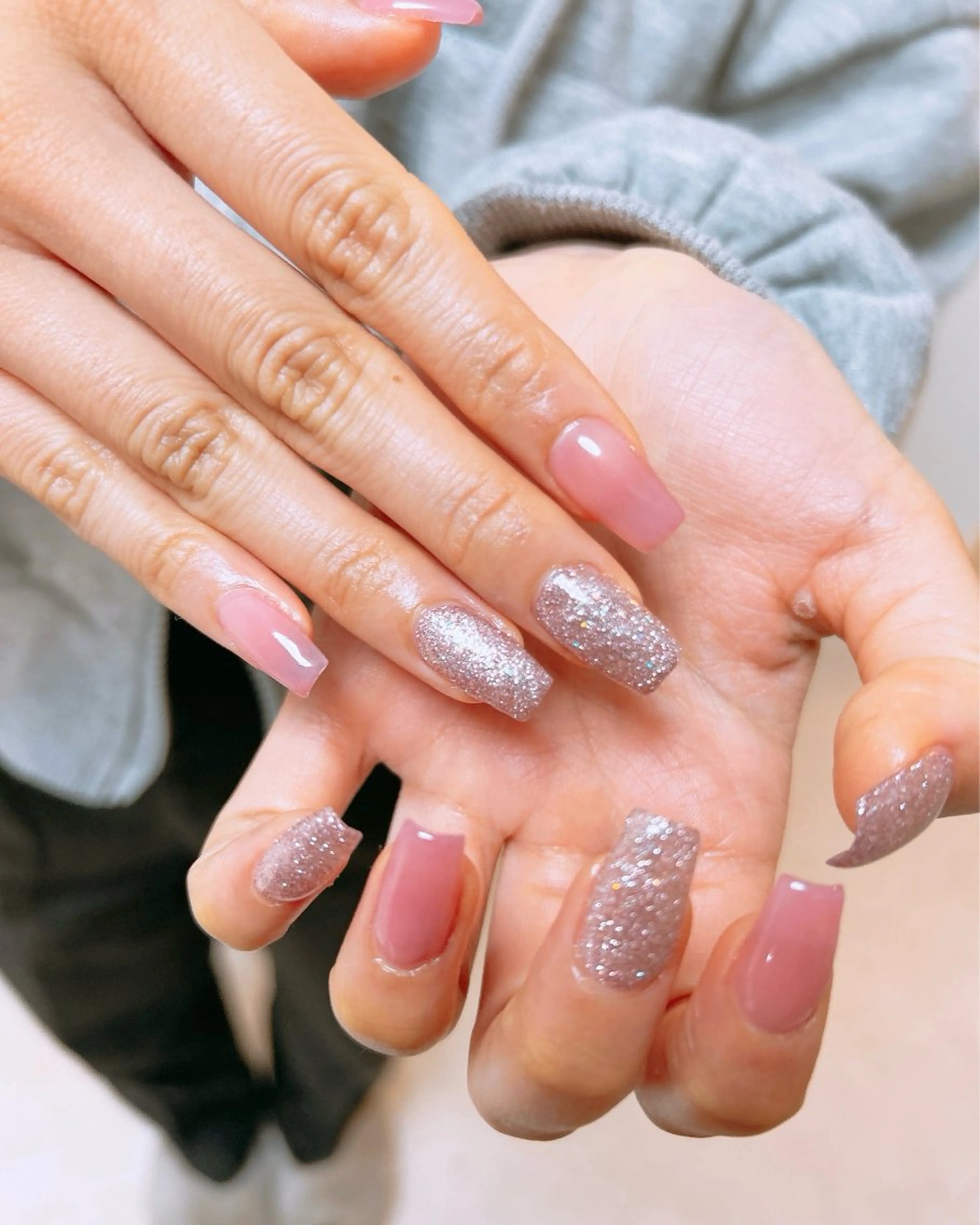 ネイル キラキラネイル ラメ(グリッター) ピンク ten nail salon　かえでのネイルデザイン