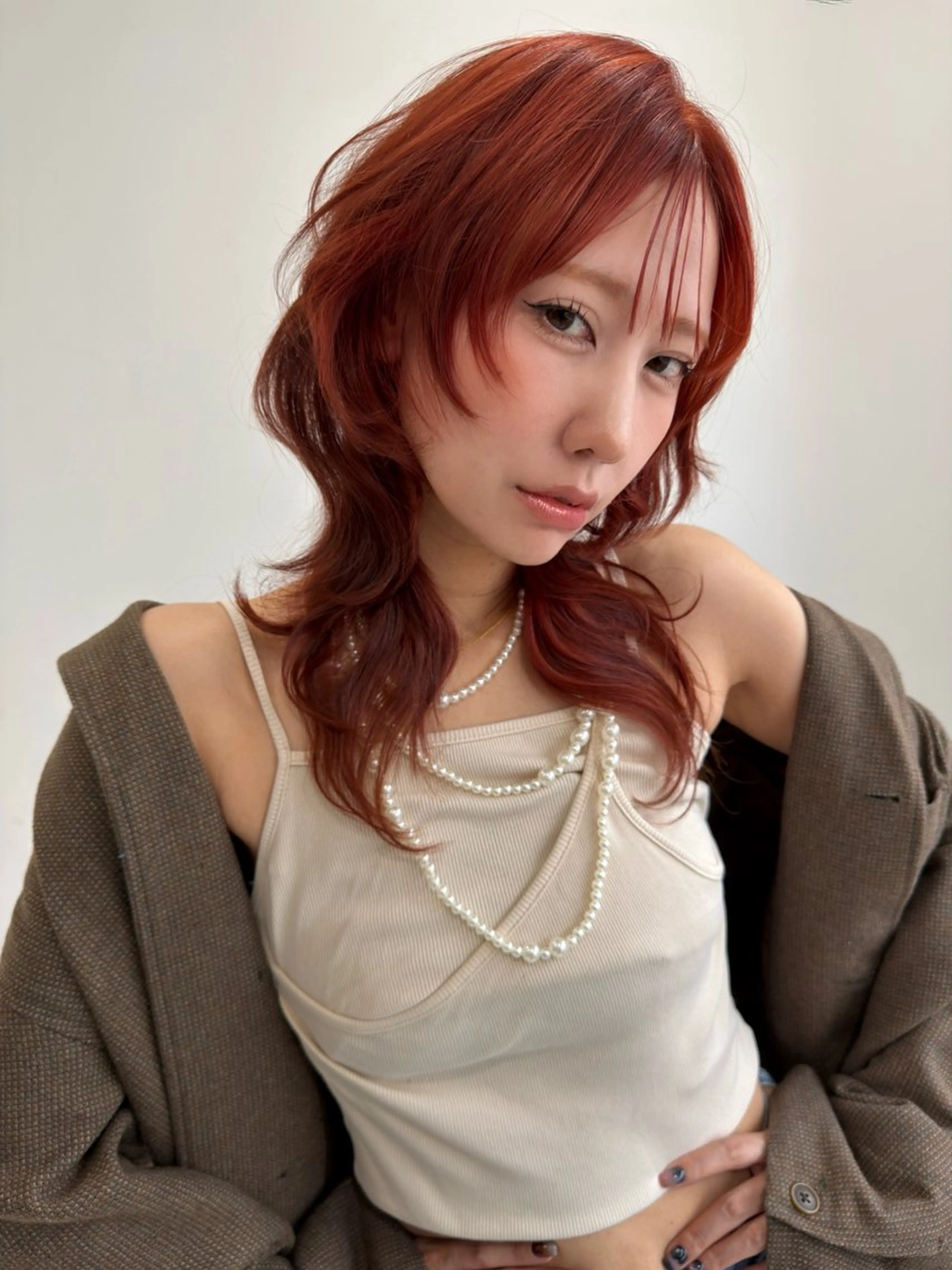 ロング カラー ブリーチ ダブルカラー ブリーチなしカラー オレンジ ハッシュカット ヘアカラー トリートメント SHICUNEアサミ /ショート/メンズのヘアスタイル