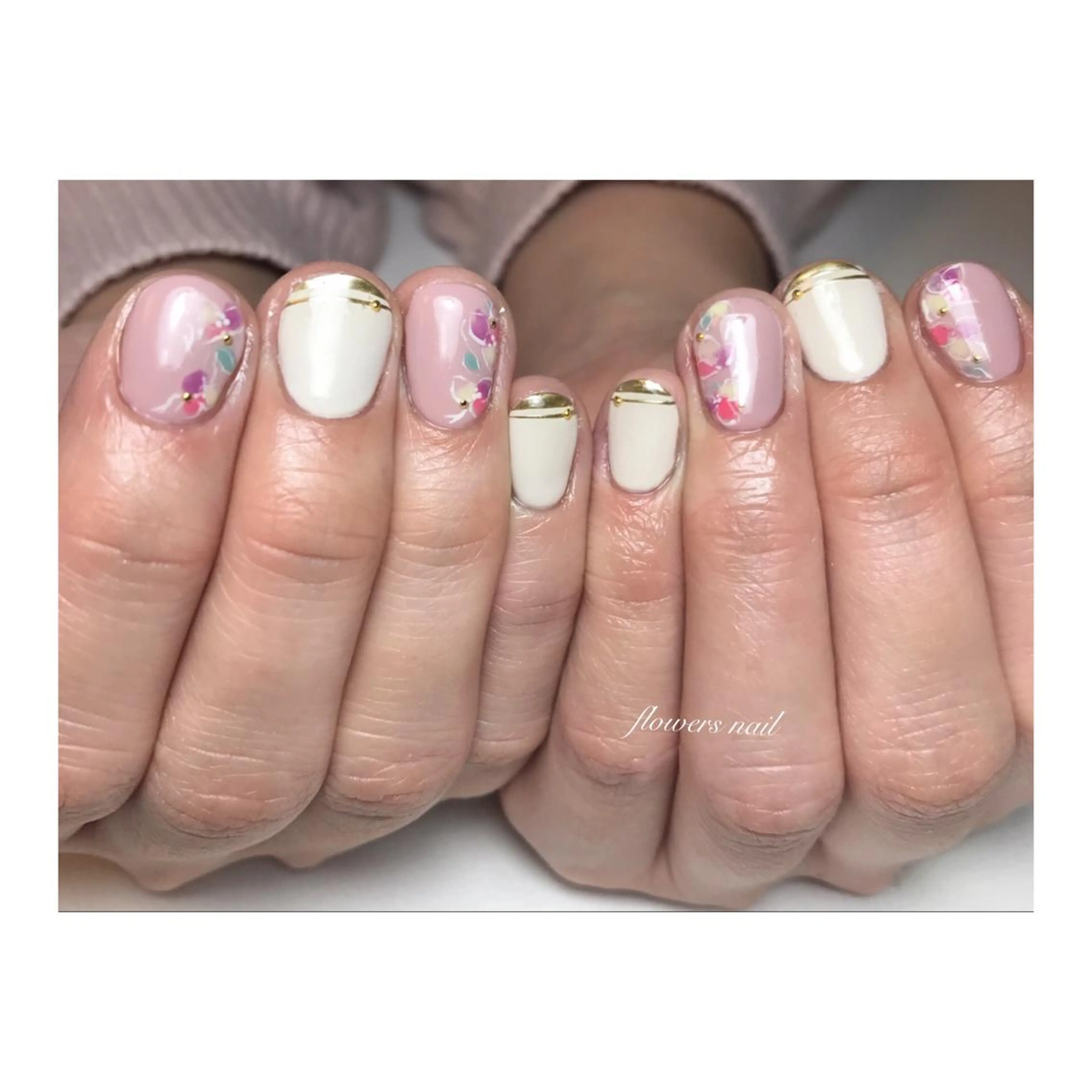ネイル アートネイル 入学式 オフィスネイル 春ネイル flowers nailのネイルデザイン