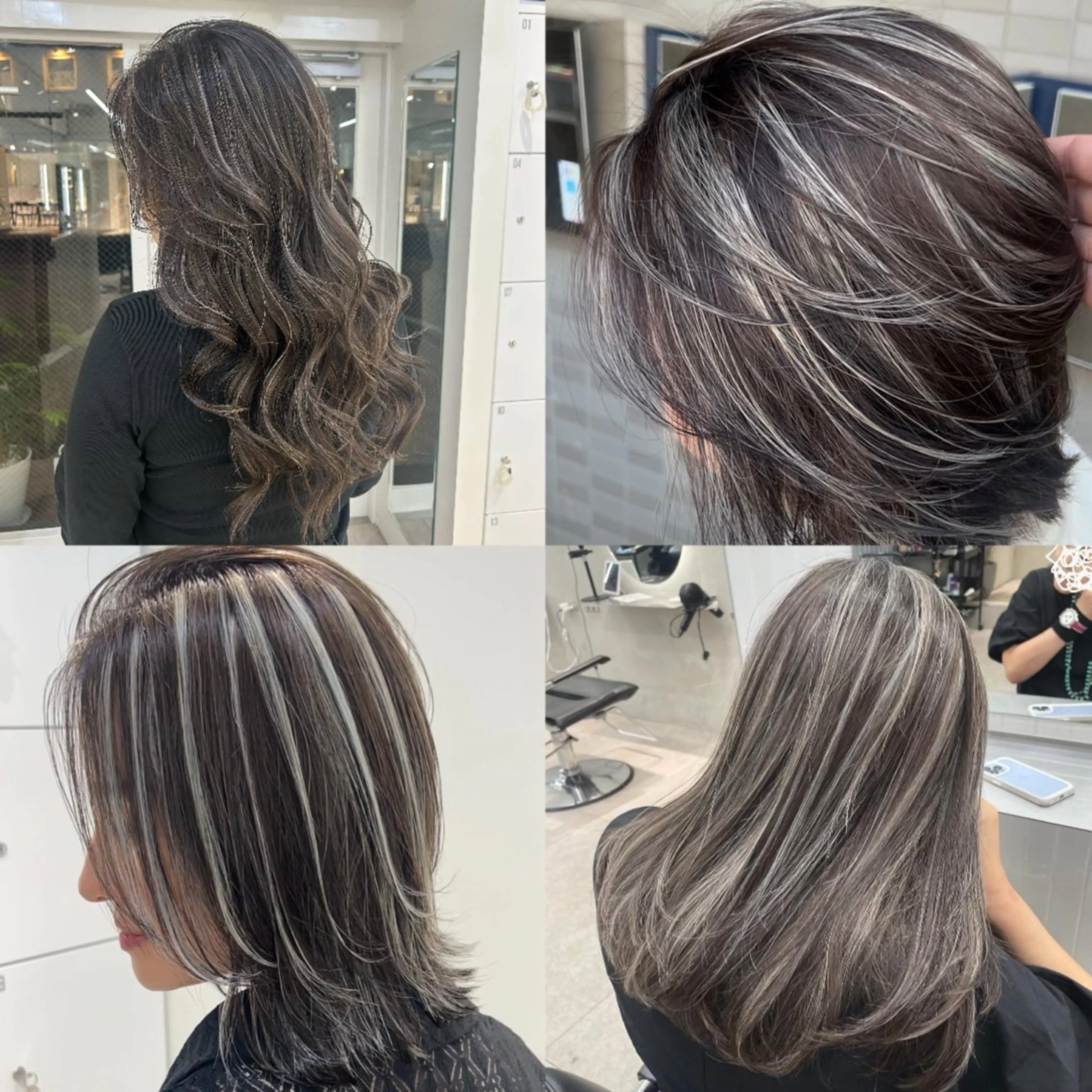 ロング カラー グレージュ ハイライトカラー ハイライト ヘアカラー ONYX 表参道所属・表参道/ハイライト バレイヤージュ/縮毛のヘアスタイル