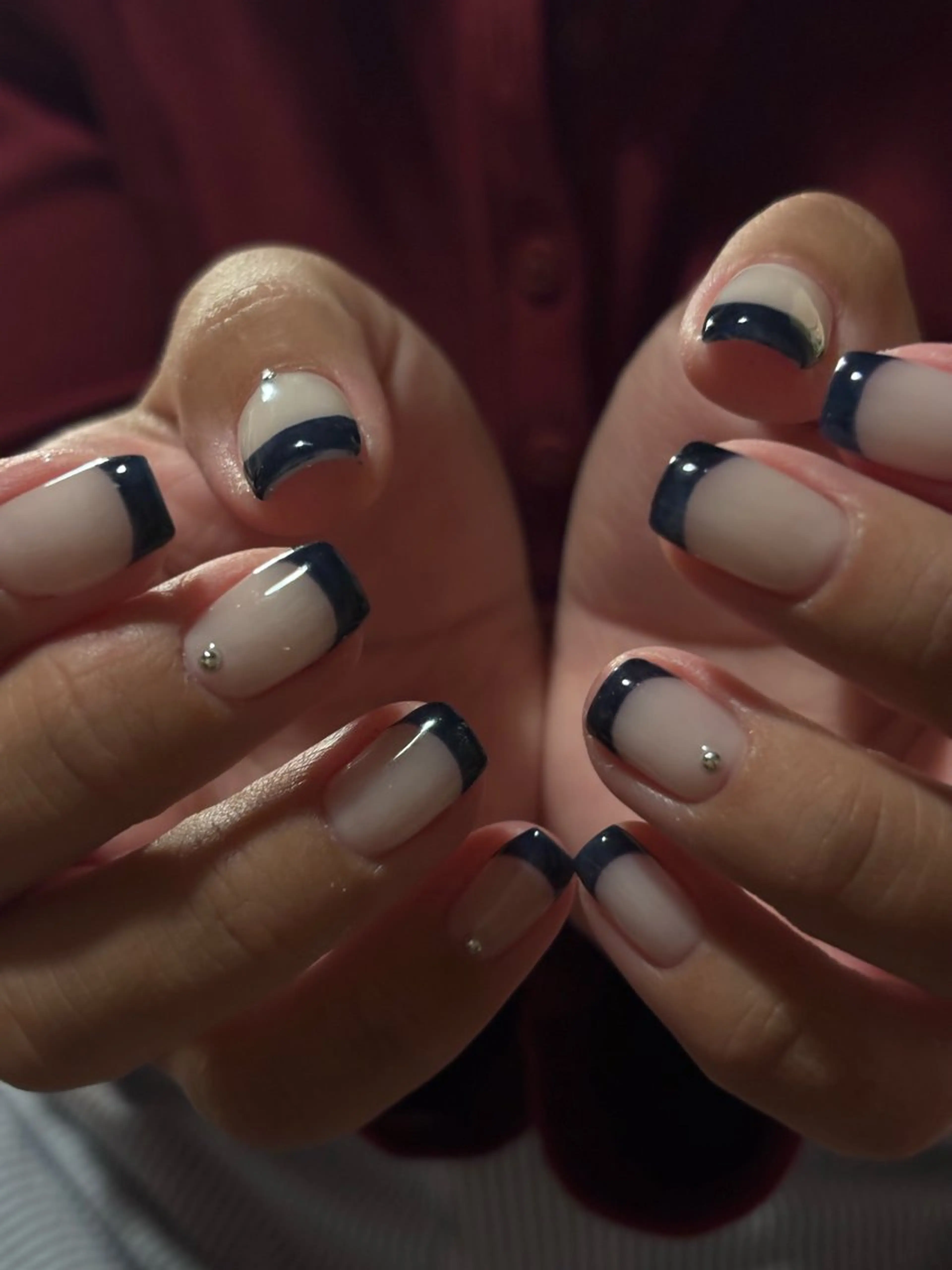 ネイル フレンチネイル ネイビー ハンドネイル mood mitsukiのネイルデザイン