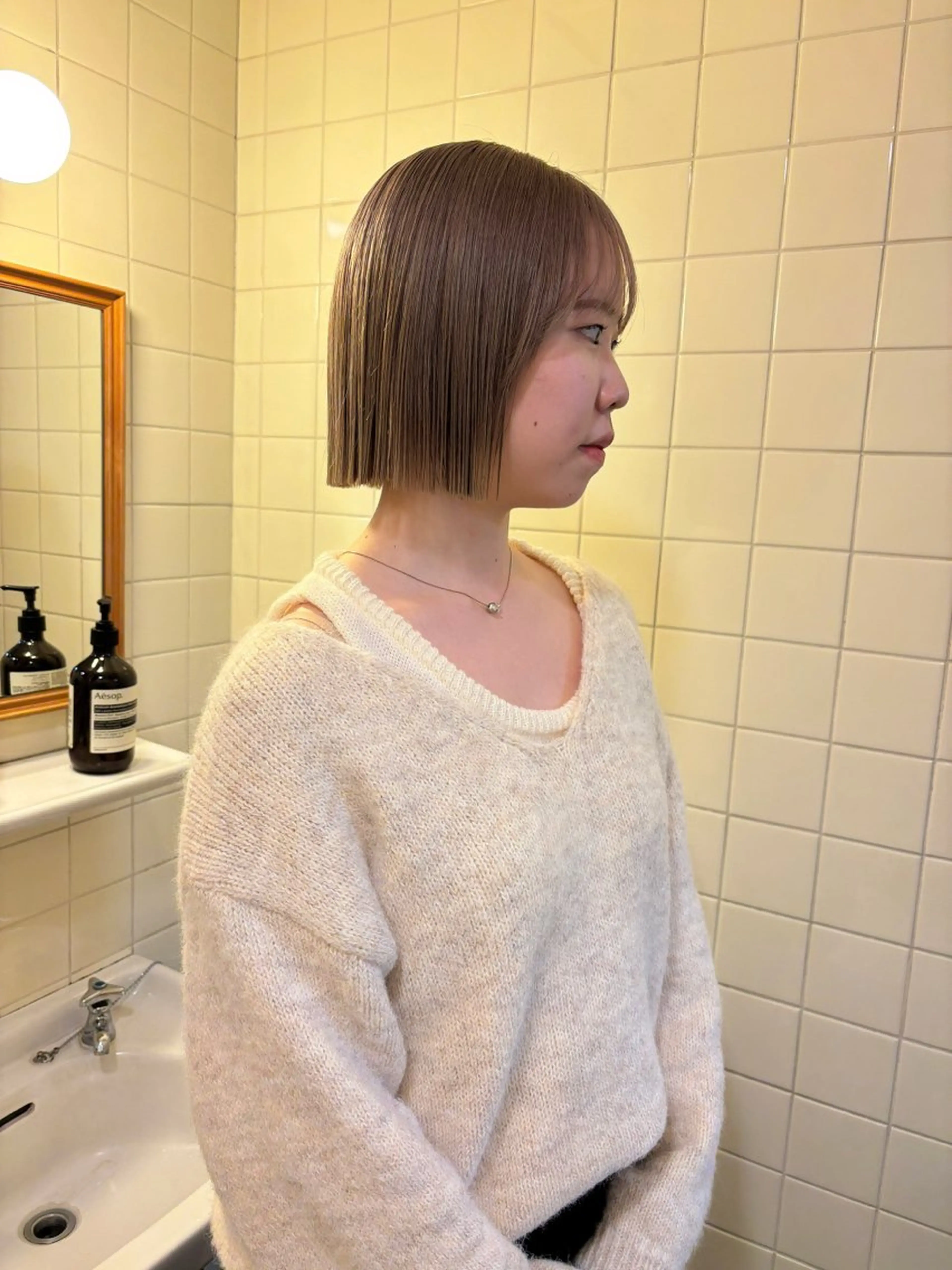 ミディアム カラー カット ヘアカラー トリートメント 韓国ボブ＆顔まわり レイヤー♡TOMOEのヘアスタイル