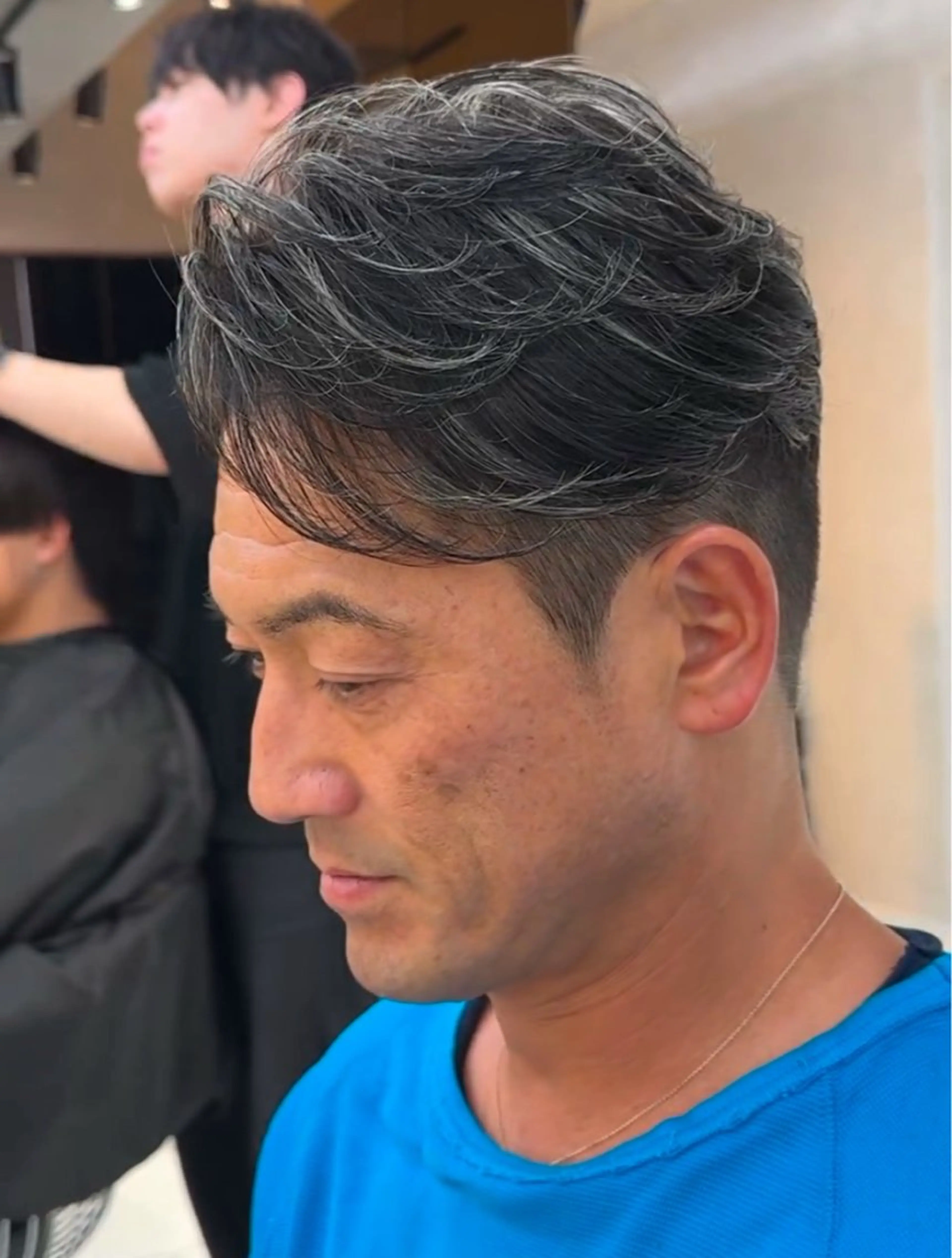 メンズ センターパート メンズハイライト メンズメッシュ カット ヘアカラー 大人メッシュ/ ハイライト/ぽんのヘアスタイル