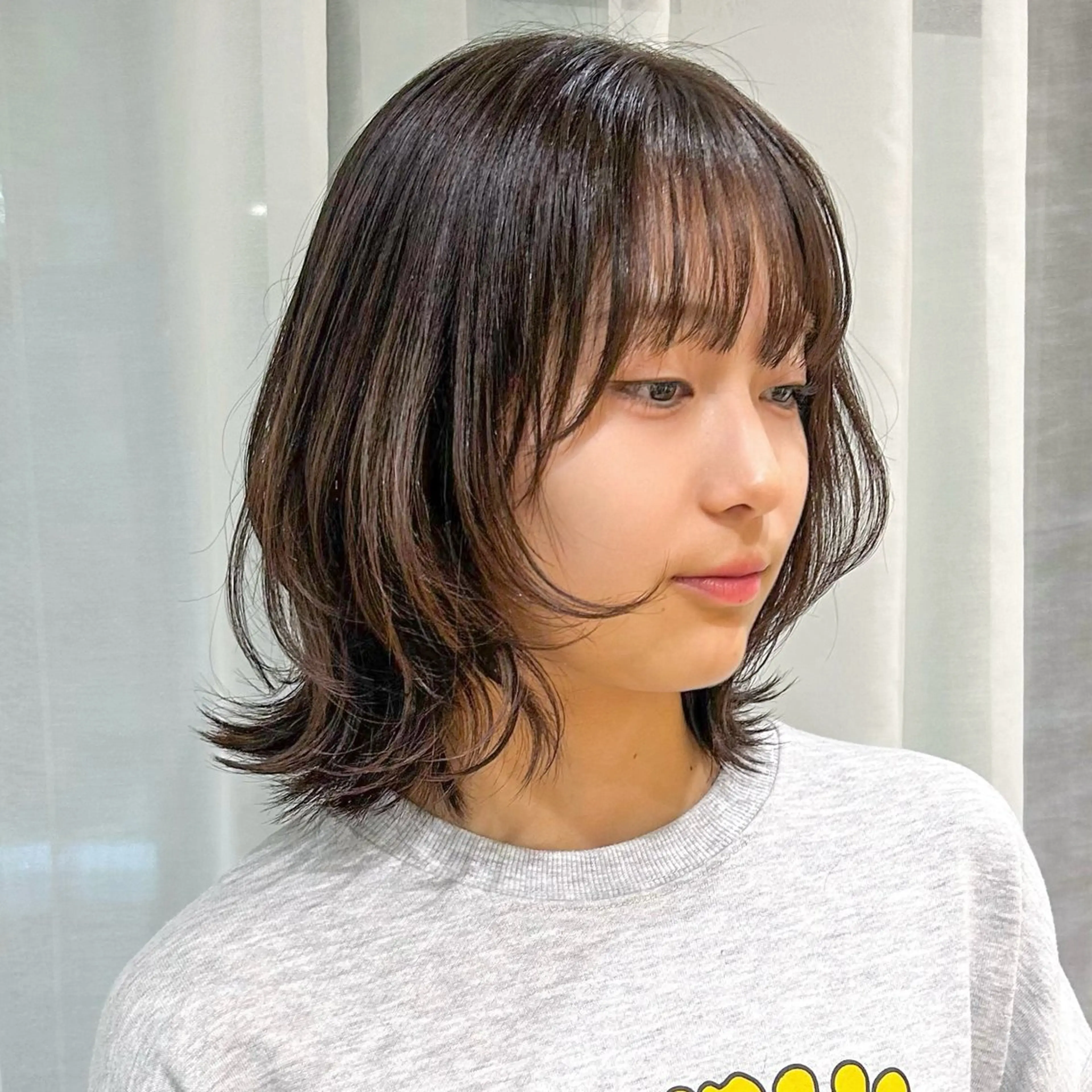 ミディアム カラー ボブレイヤー ブラウンカラー ナチュラルブラウン ボブ レイヤーカット カット ヘアカラー ボブレイヤー/ ブリーチ/miyuuのヘアスタイル