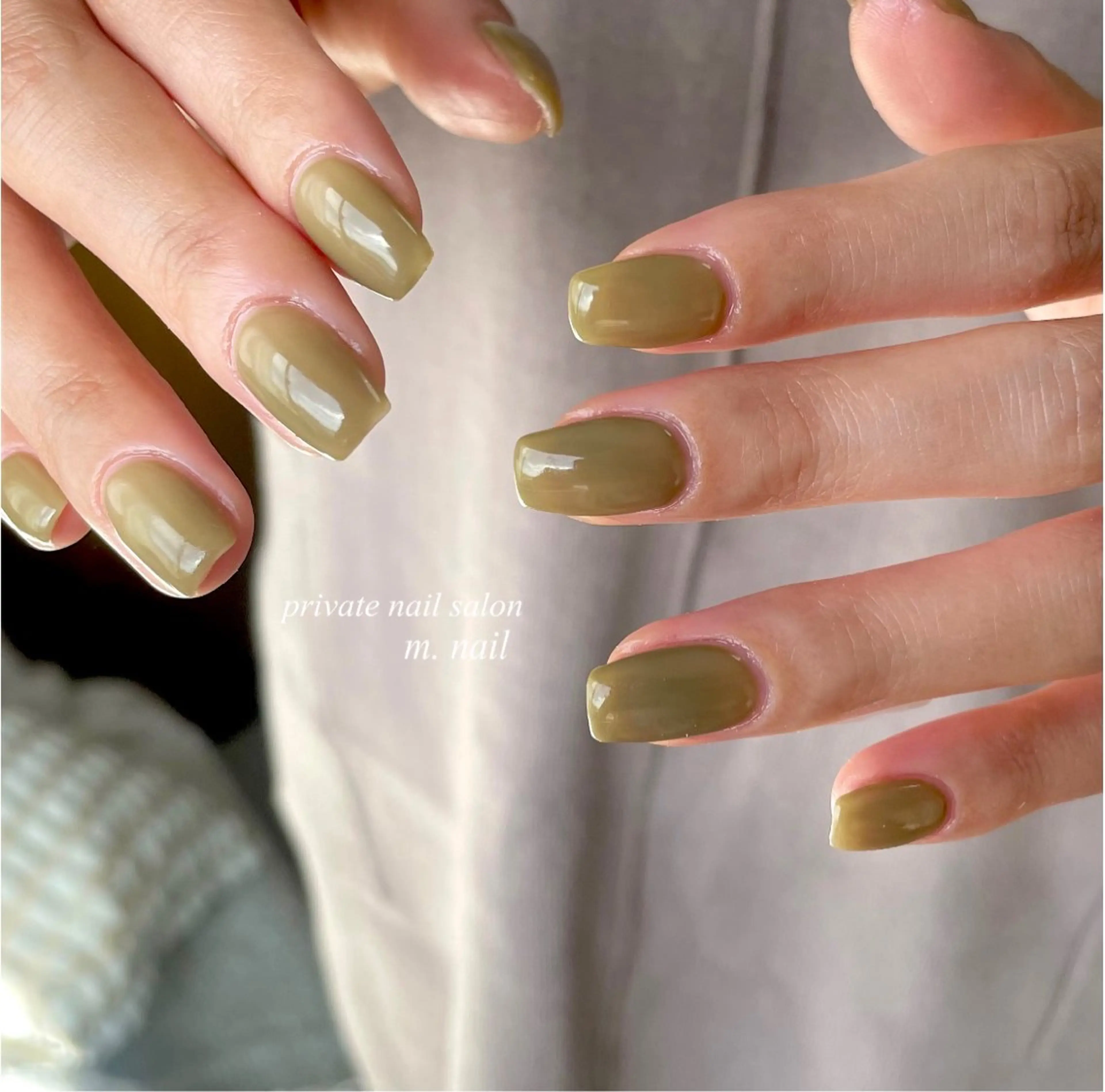 ネイル ワンカラーネイル ピスタチオネイル シンプルネイル m.nail salonのネイルデザイン