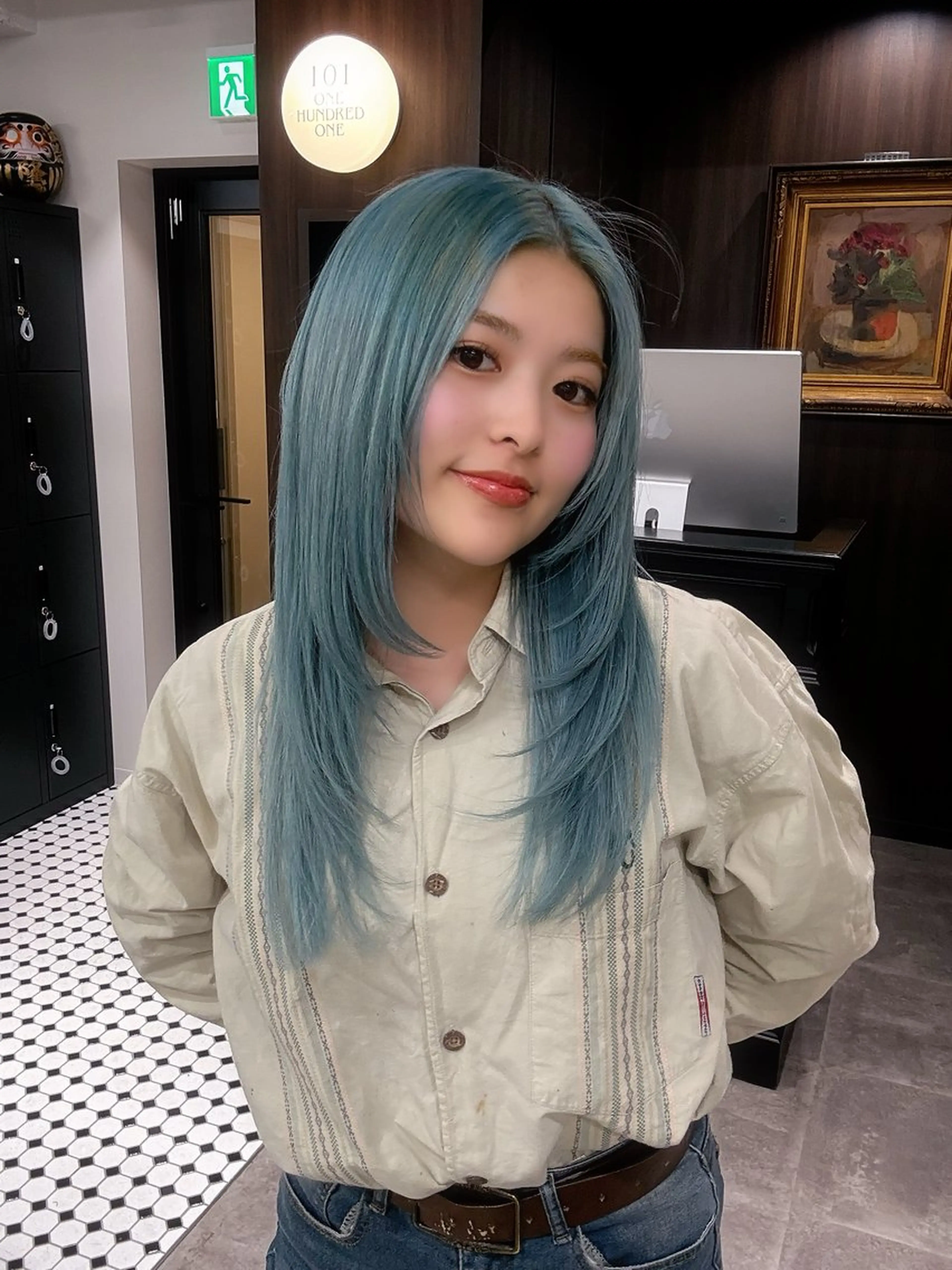 ロング カラー ヘアカラー 韓国ヘア暗髪 ダブルカラーメンズ可のヘアスタイル