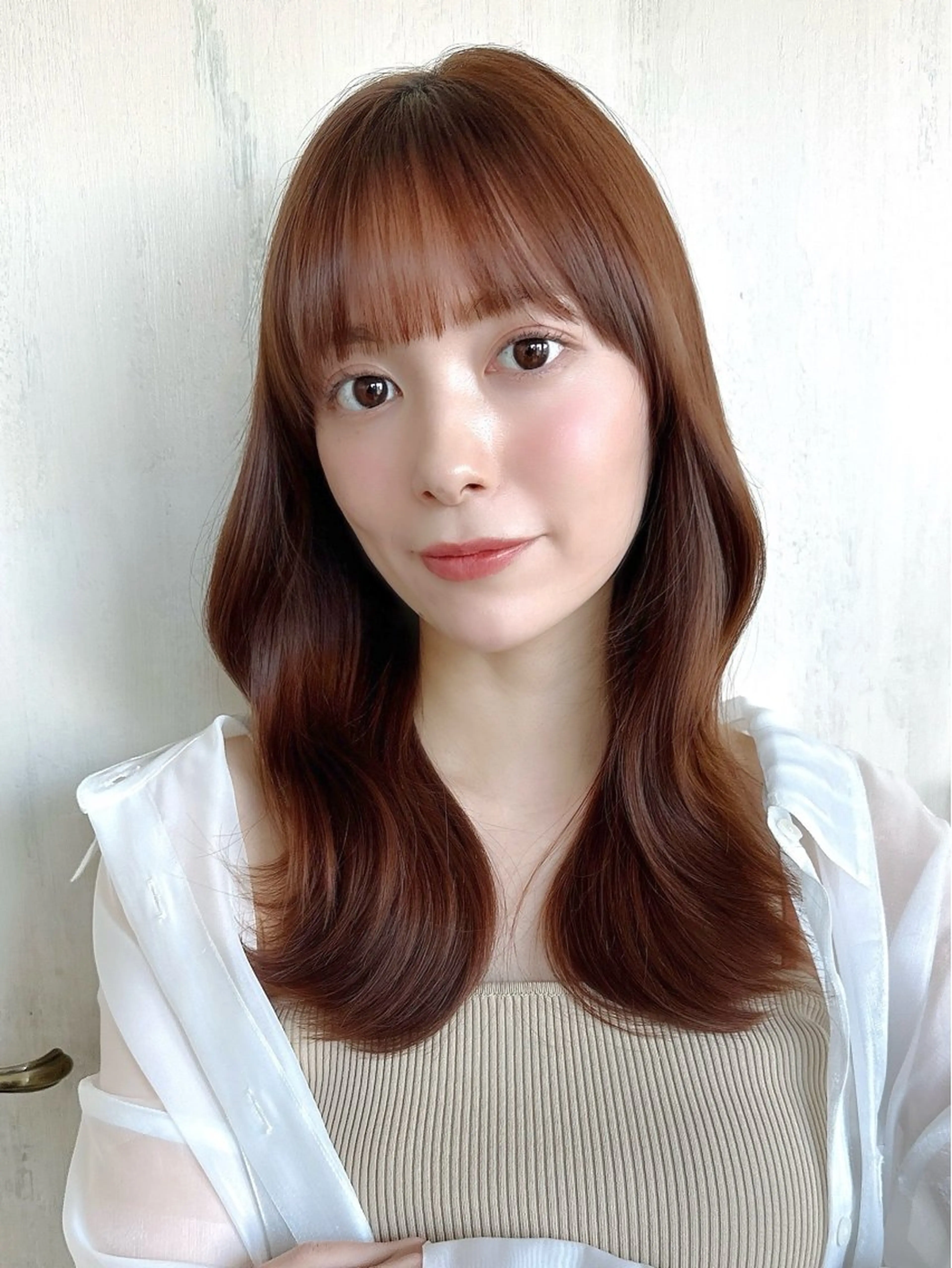 セミロング カラー 透明感カラー 小顔カット トリートメント カット ヘアカラー トリートメント ヘッドスパ 石戸谷　海斗/韓国 レイヤー/艶カラーのヘアスタイル