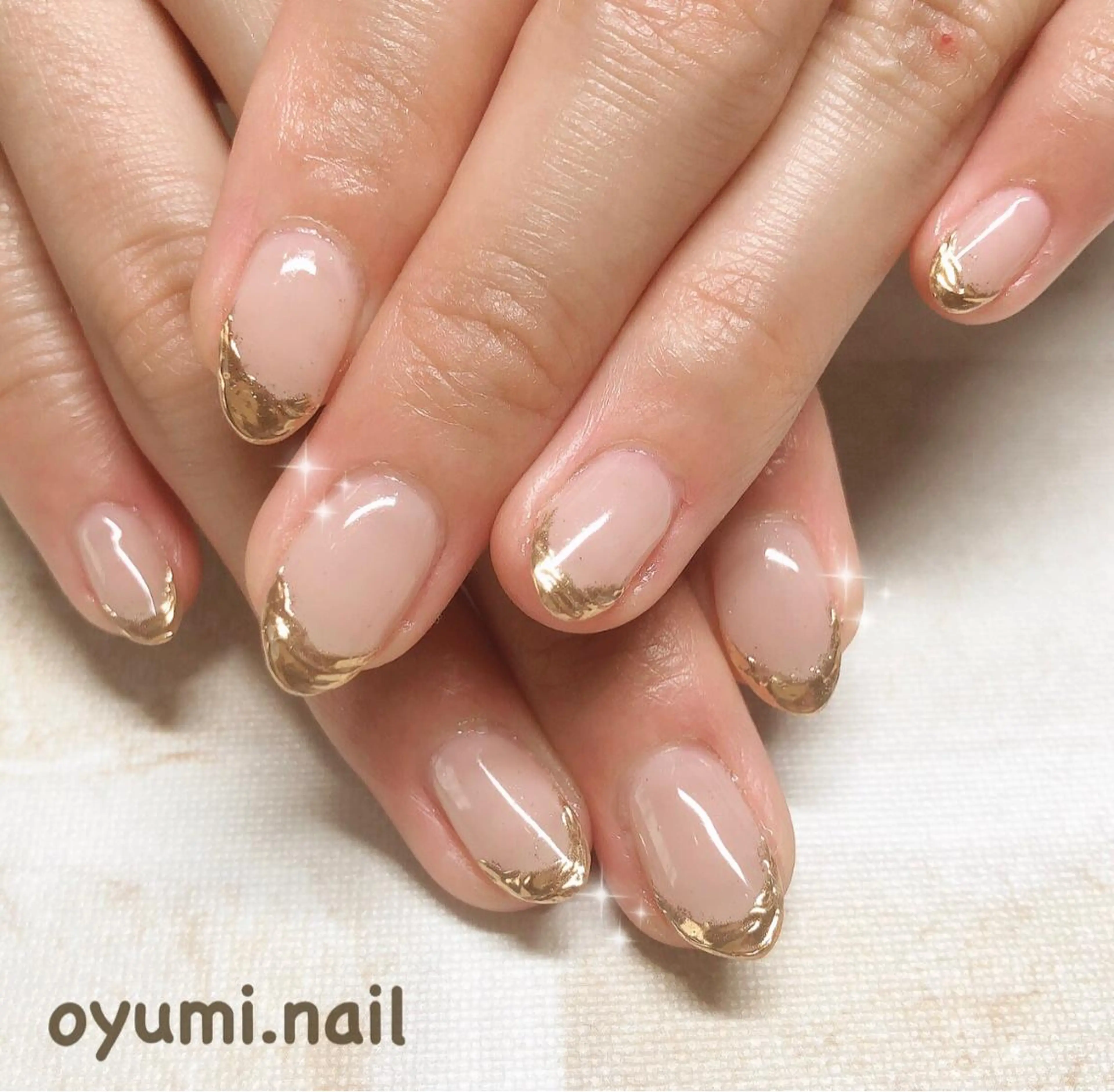 ネイル フレンチネイル ジェルネイル ゴールド グラデーション ミラーネイル ハンドネイル takanashi yumiのネイルデザイン