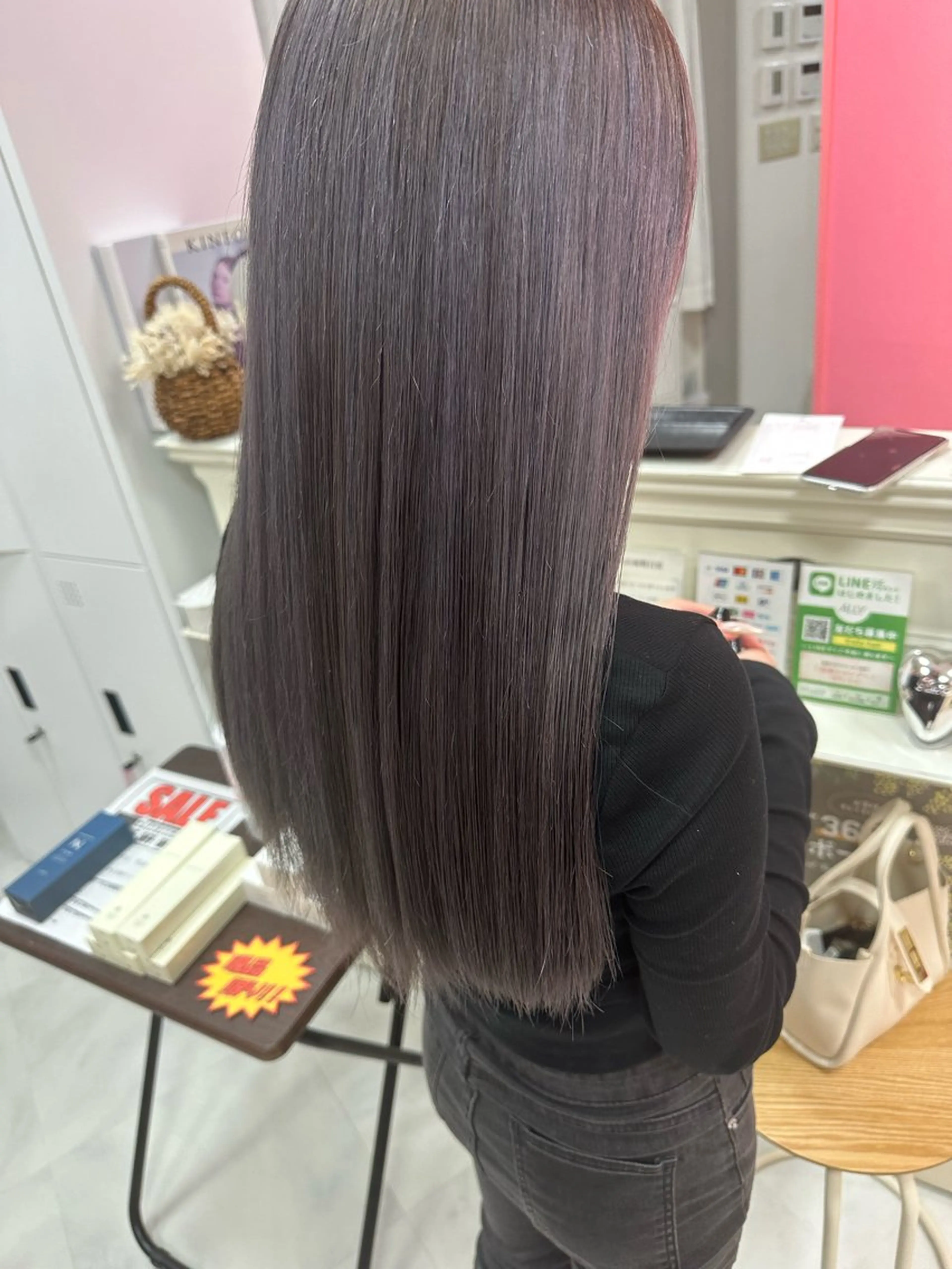 ロング カラー グレージュ ハイライトカラー ハイライト カット ヘアカラー 💘韓国カラー💘 クルミのヘアスタイル
