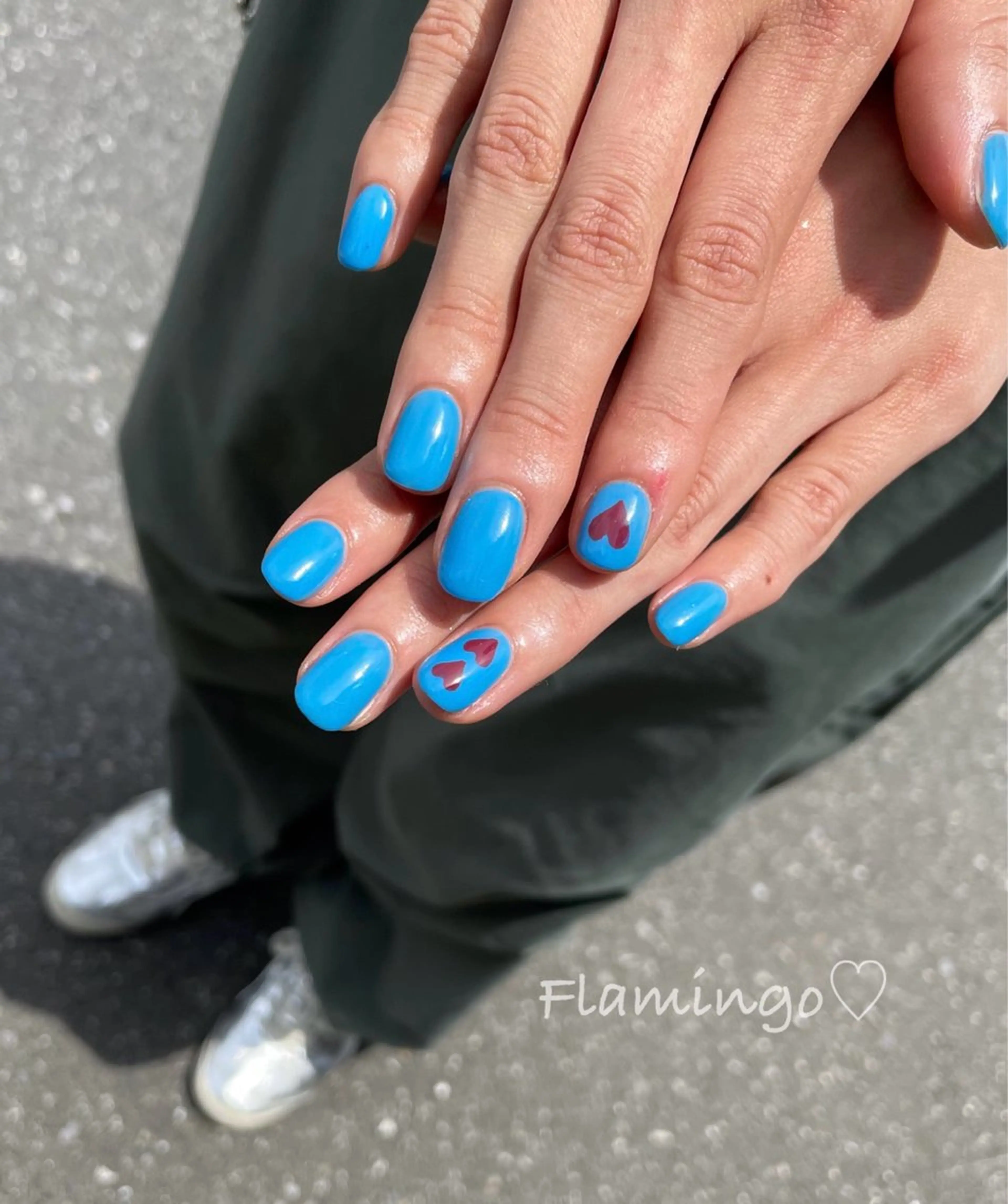 ネイル アートネイル ハート ワンカラーネイル シンプルネイル ハンドネイル シンプル／上品／爪育 ☺︎Flamingoのネイルデザイン