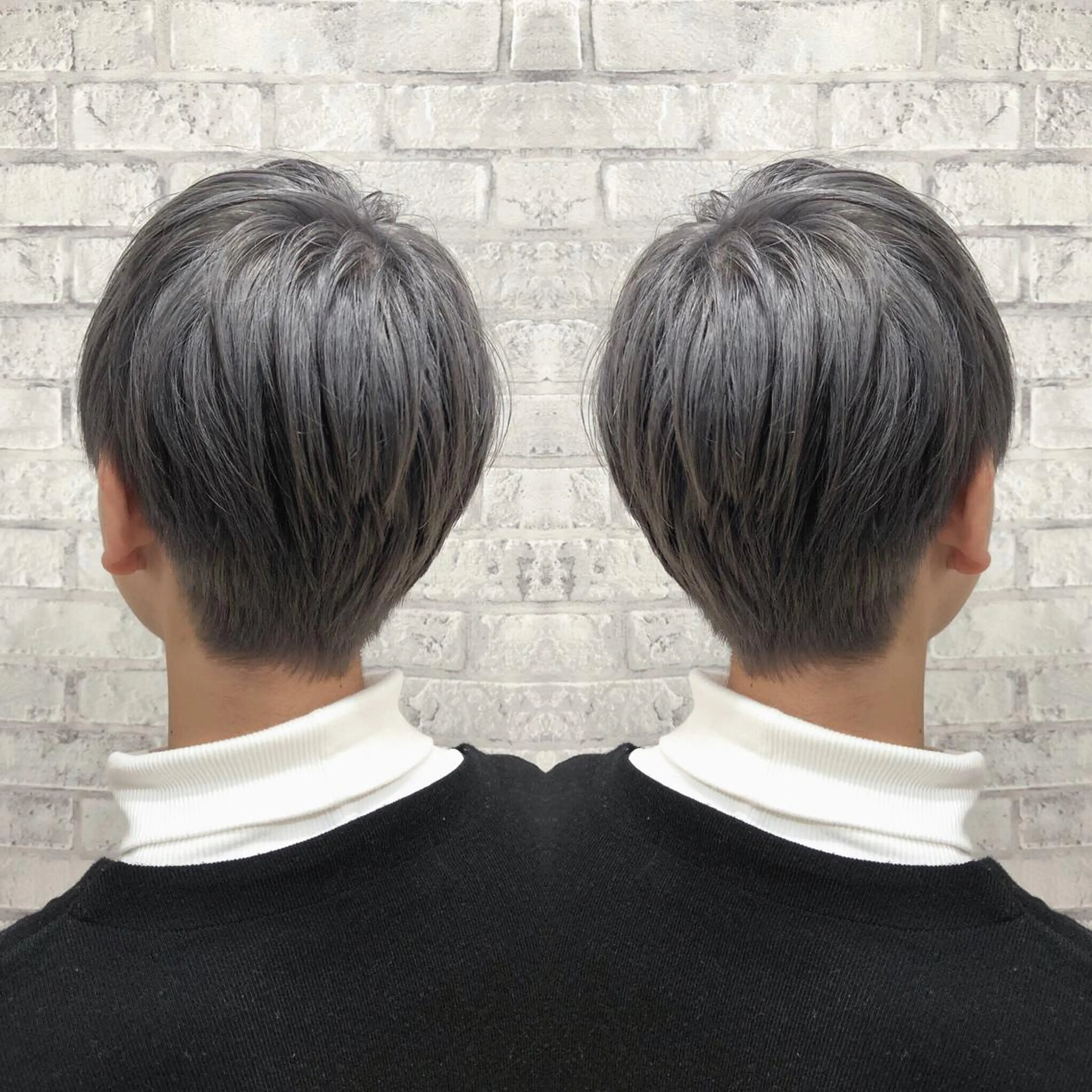 ショート カラー メンズ マッシュ アッシュ アッシュグレー カット ヘアカラー トリートメント 秋山 幸太のヘアスタイル