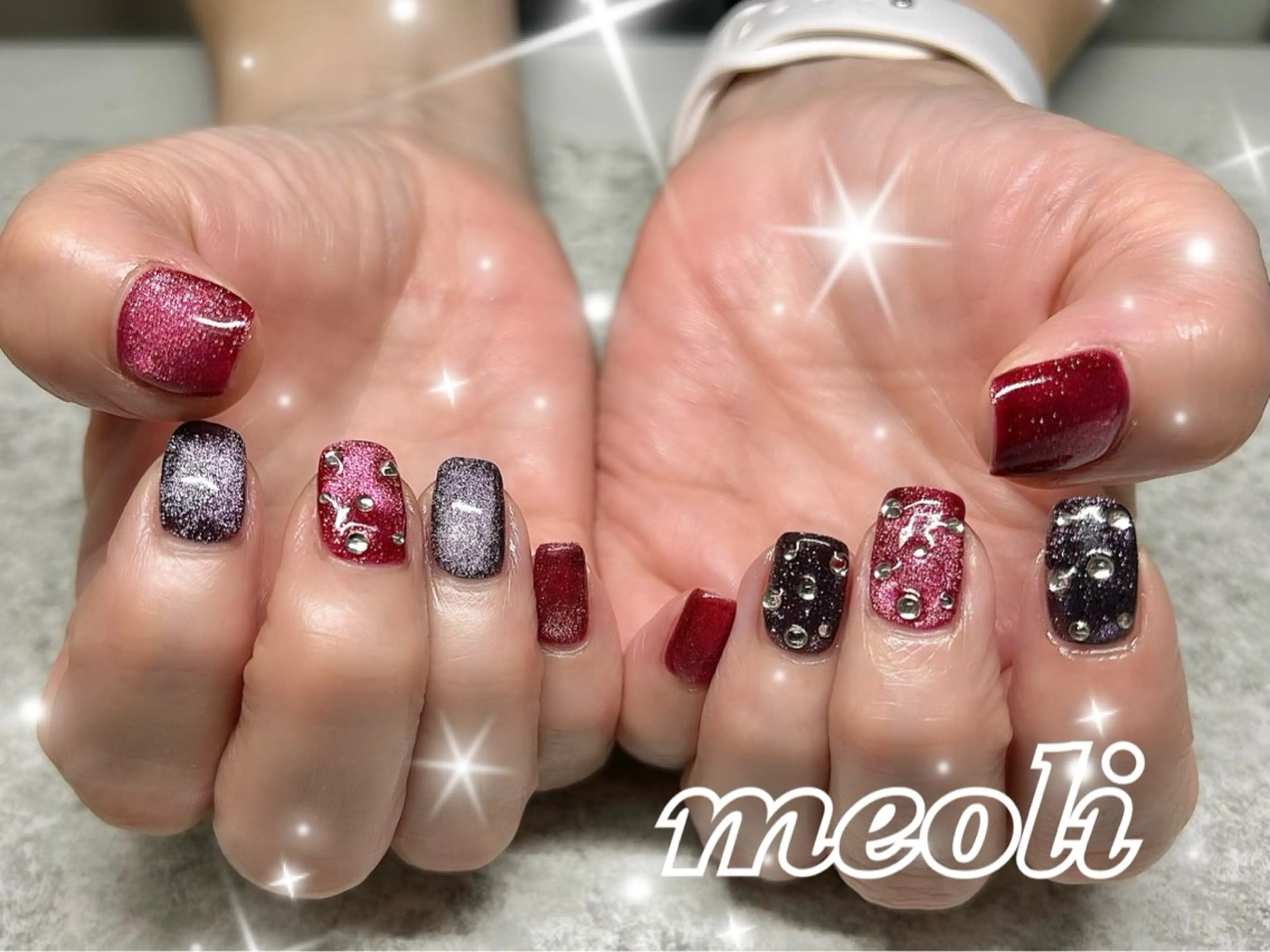 ネイル クリアネイル ジェルネイル キラキラネイル マグネットネイル ニュアンスネイル ハンドネイル nail salon meoli アヤのネイルデザイン