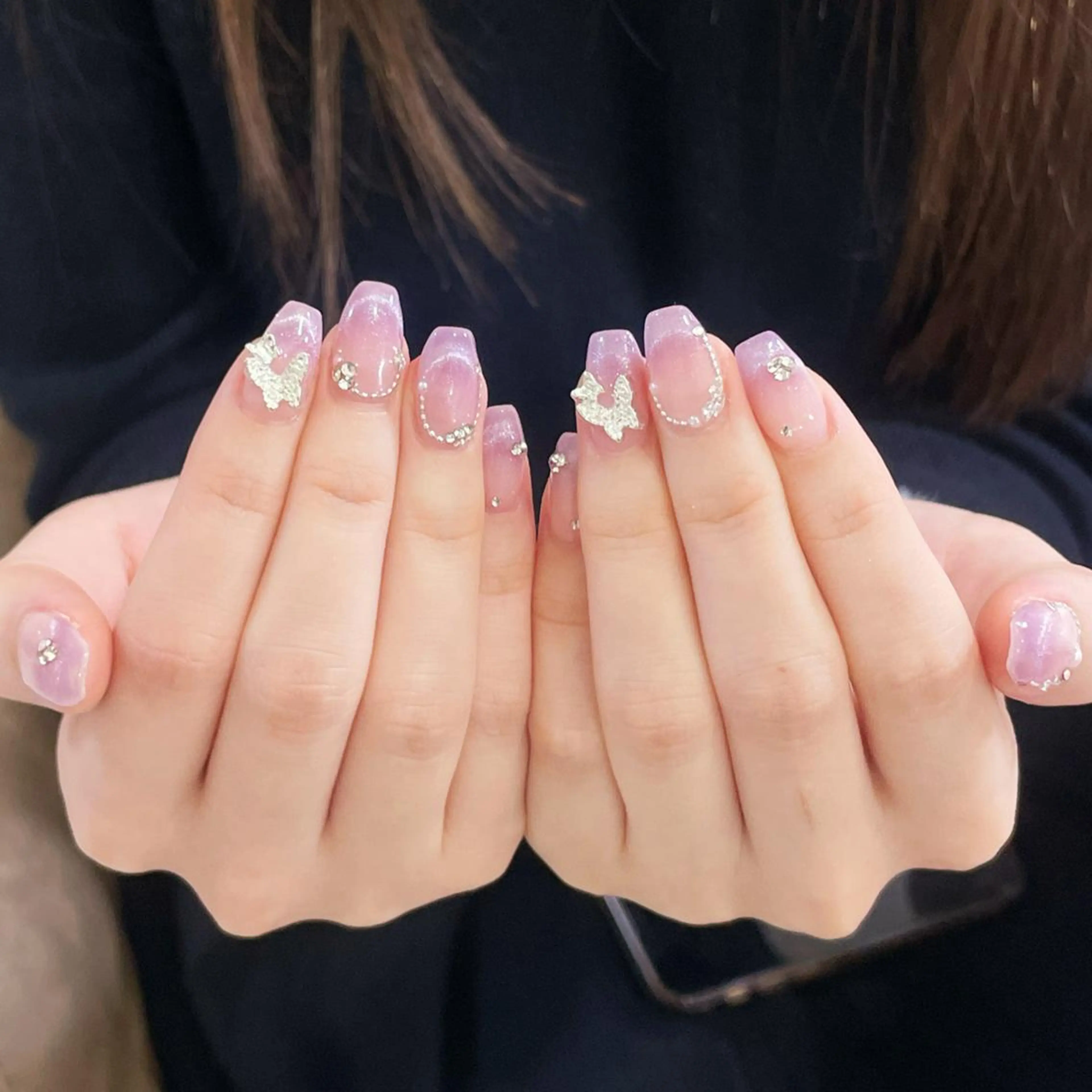 ネイル アートネイル オーロラネイル ガーリー キラキラネイル 韓国ネイル Nail Monsterのネイルデザイン