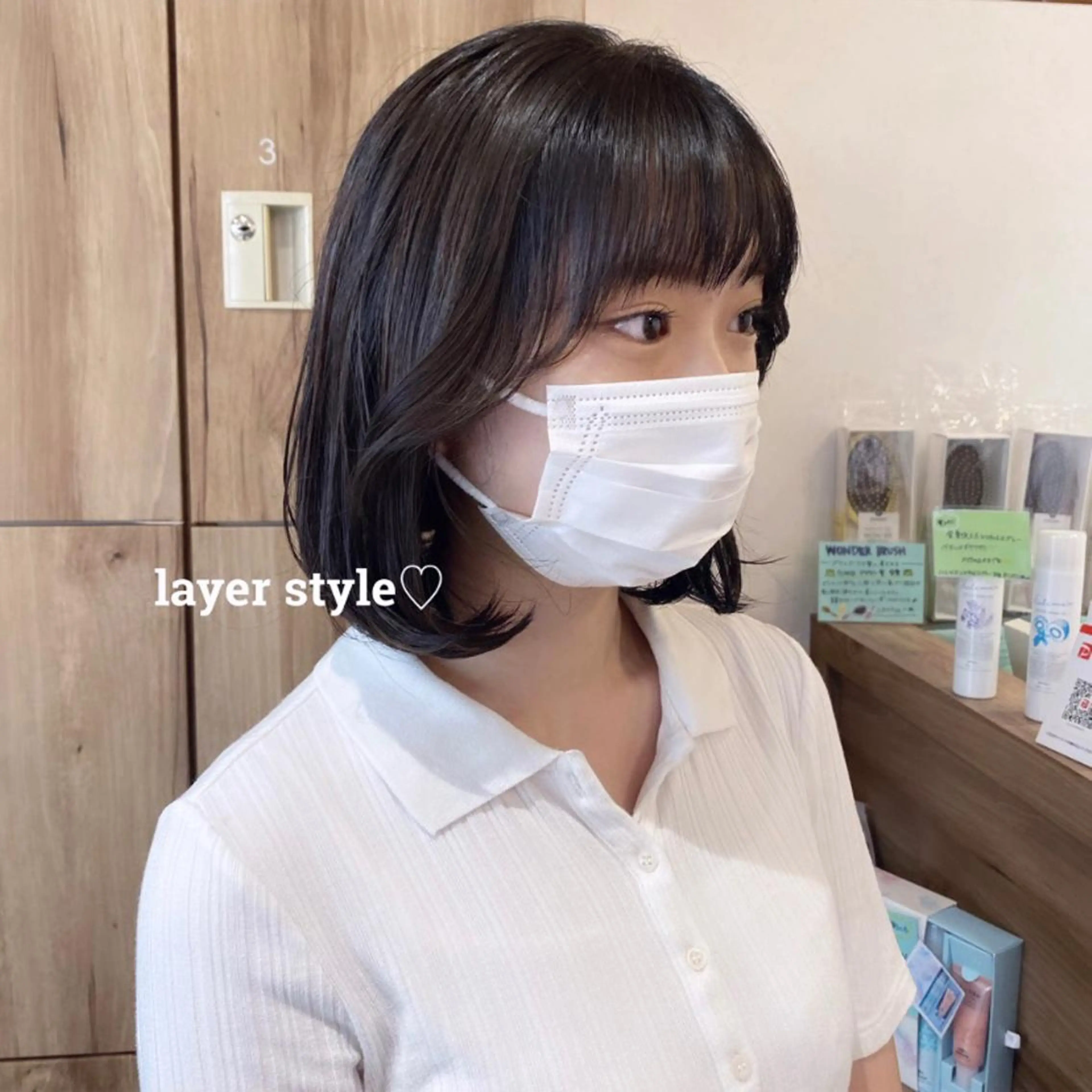 ミディアム ヘアアレンジ 顔まわりレイヤー 顔周りカット 韓国風ヘア レイヤーカット カット ブリーチ/レイヤー/ 顔周りカット/リズ♡のヘアスタイル