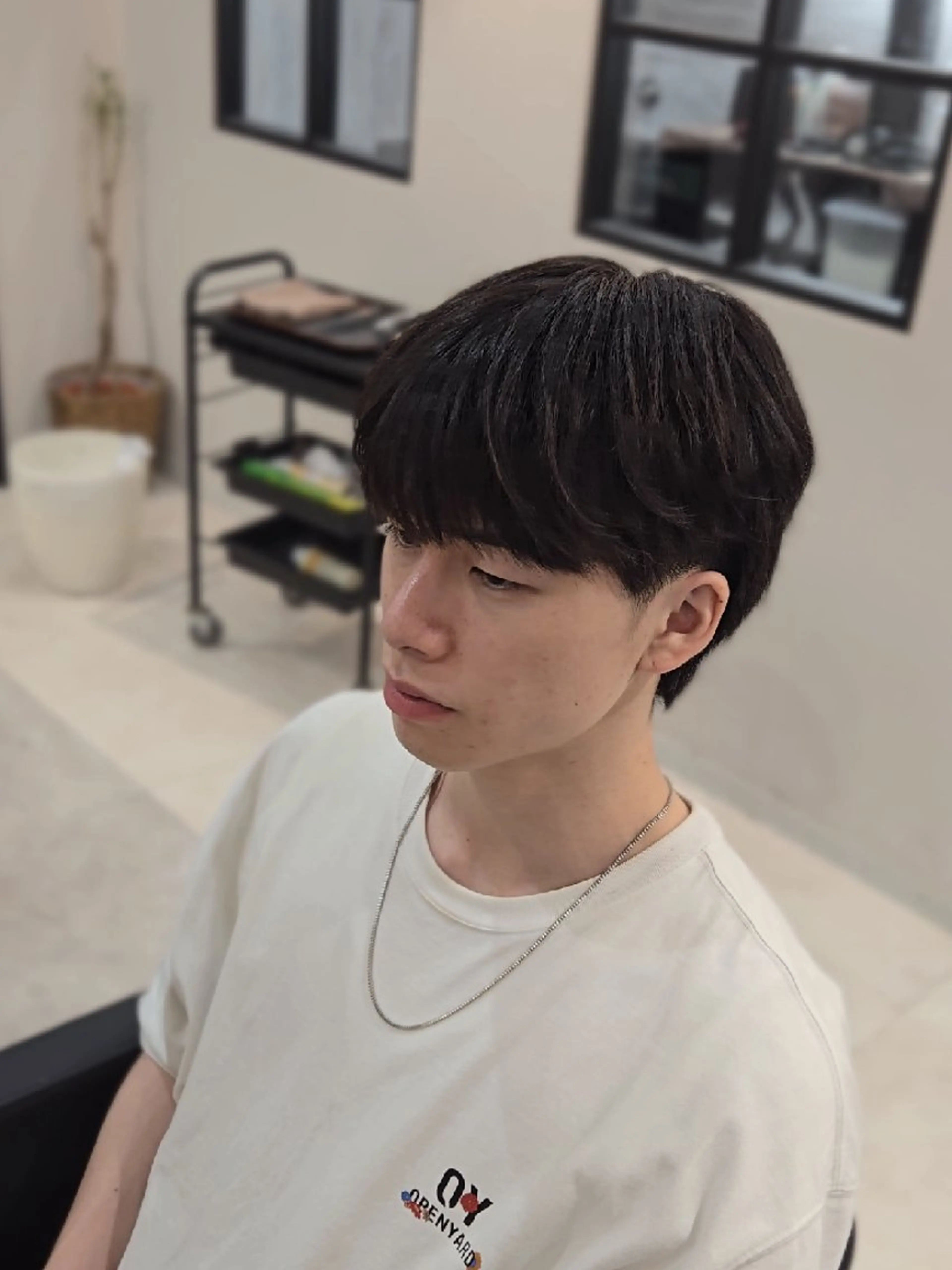 メンズ ミディアム マッシュ シースルーマッシュ カット ヘアセット Lapis 名古屋駅前店所属・LEN名古屋/パーマ メンズ特化美容師のヘアスタイル