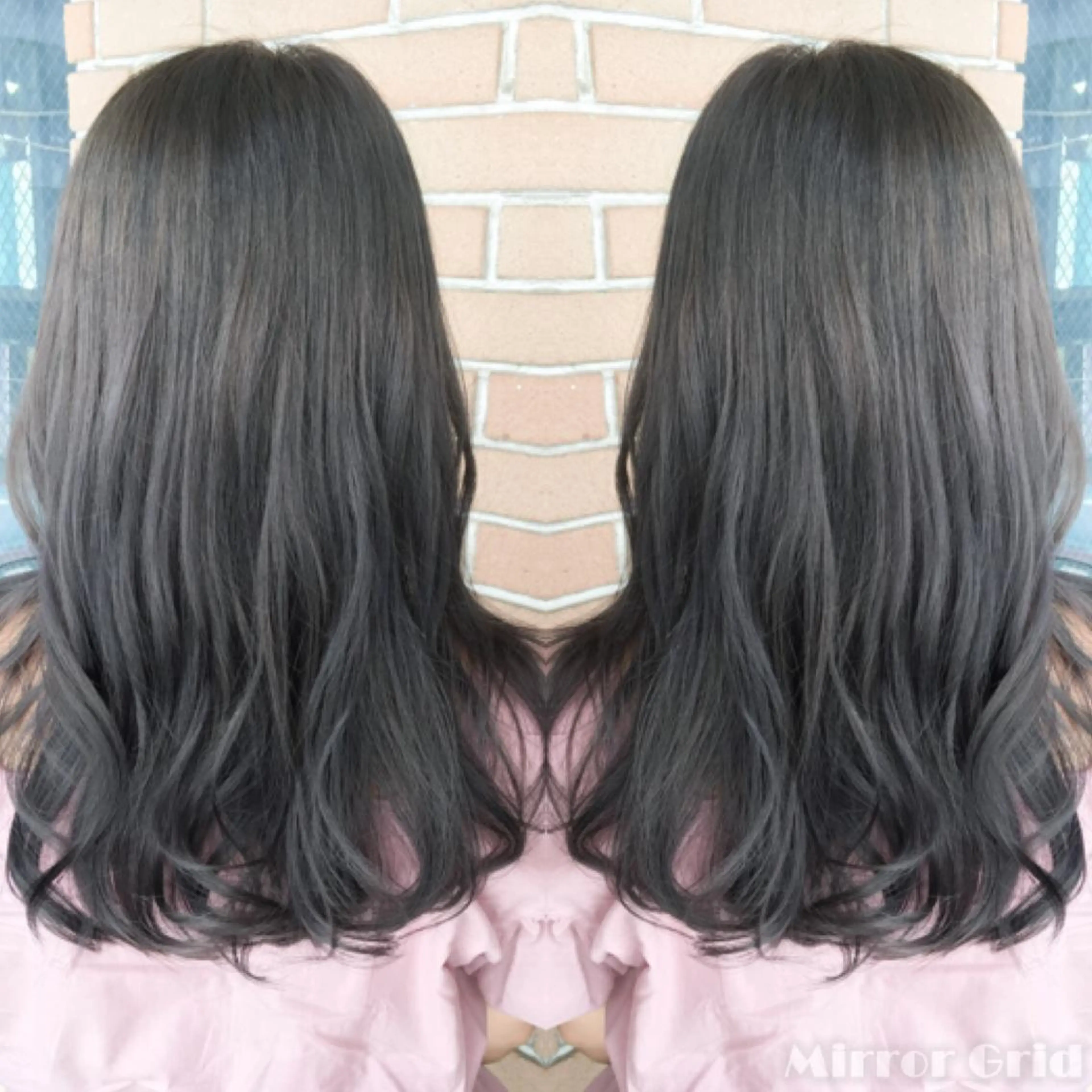 セミロング カラー グレージュ カーキグレージュ 北條 優輝のヘアスタイル