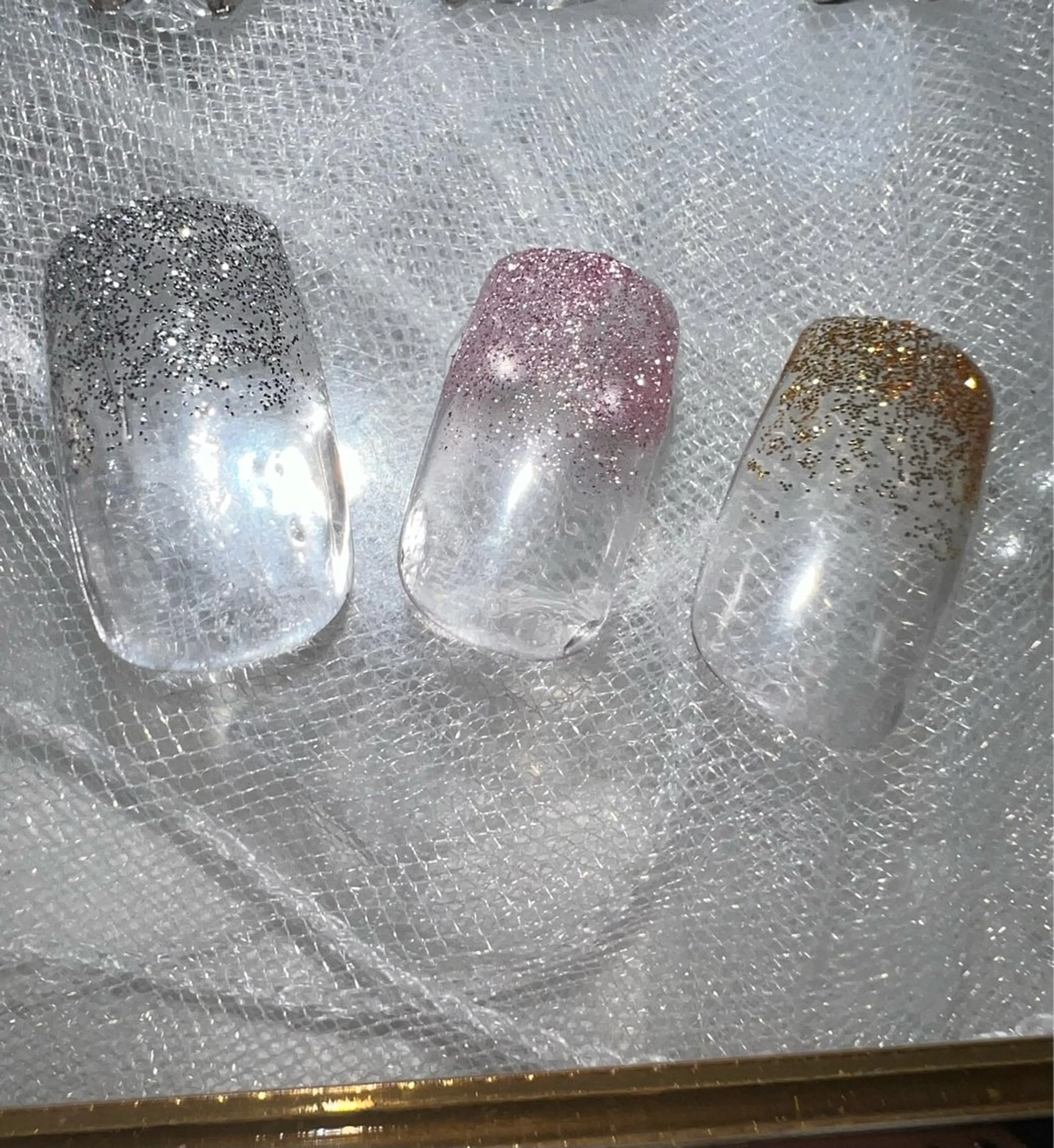 ネイル ブルー ジェルネイル グラデーション ラメ(グリッター) ラメグラデーション arisa💎 puchi nailのネイルデザイン