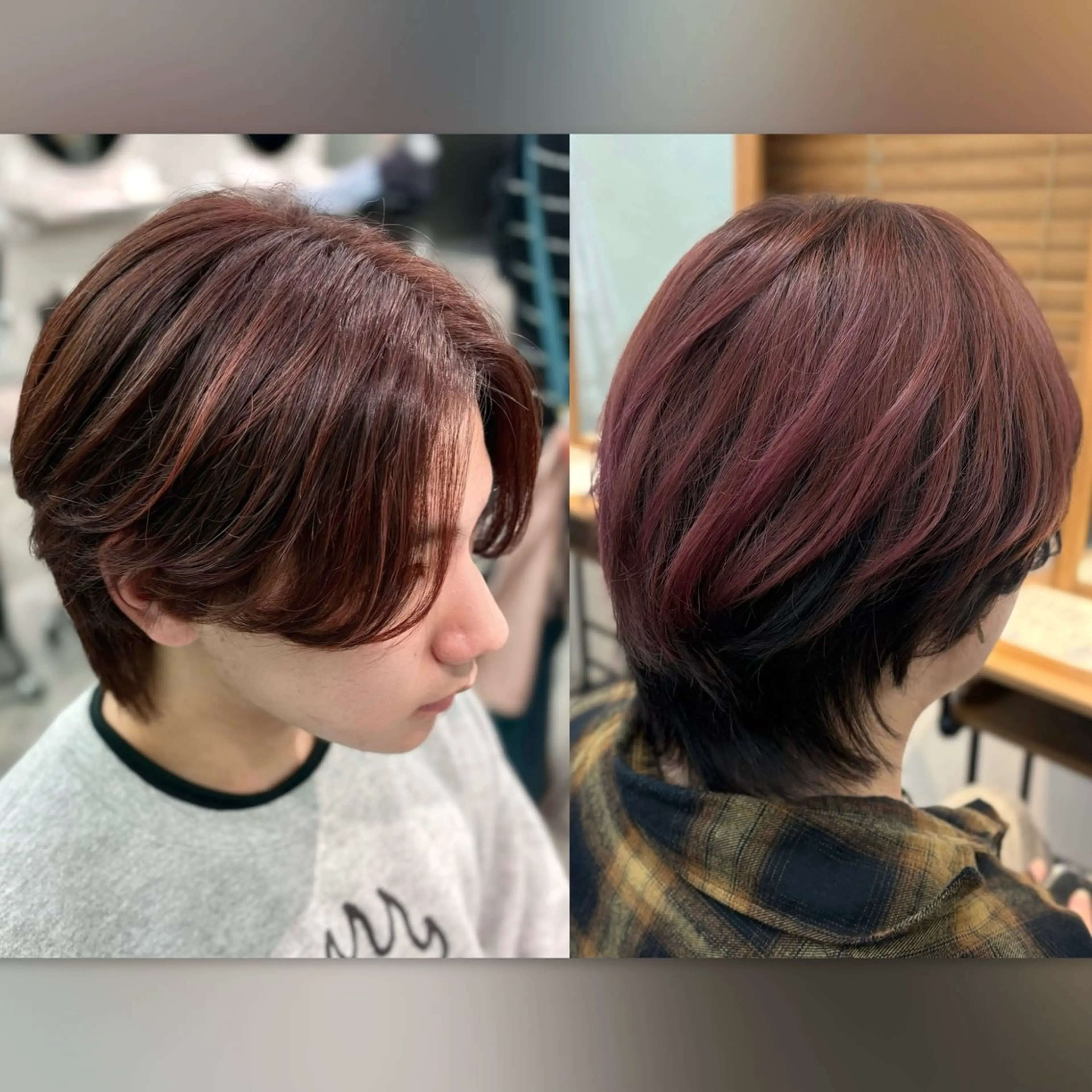 カット＋ワインレッドカラー🍷🐦‍🔥（ブリーチなし/ワンカラーのみ）の写真
