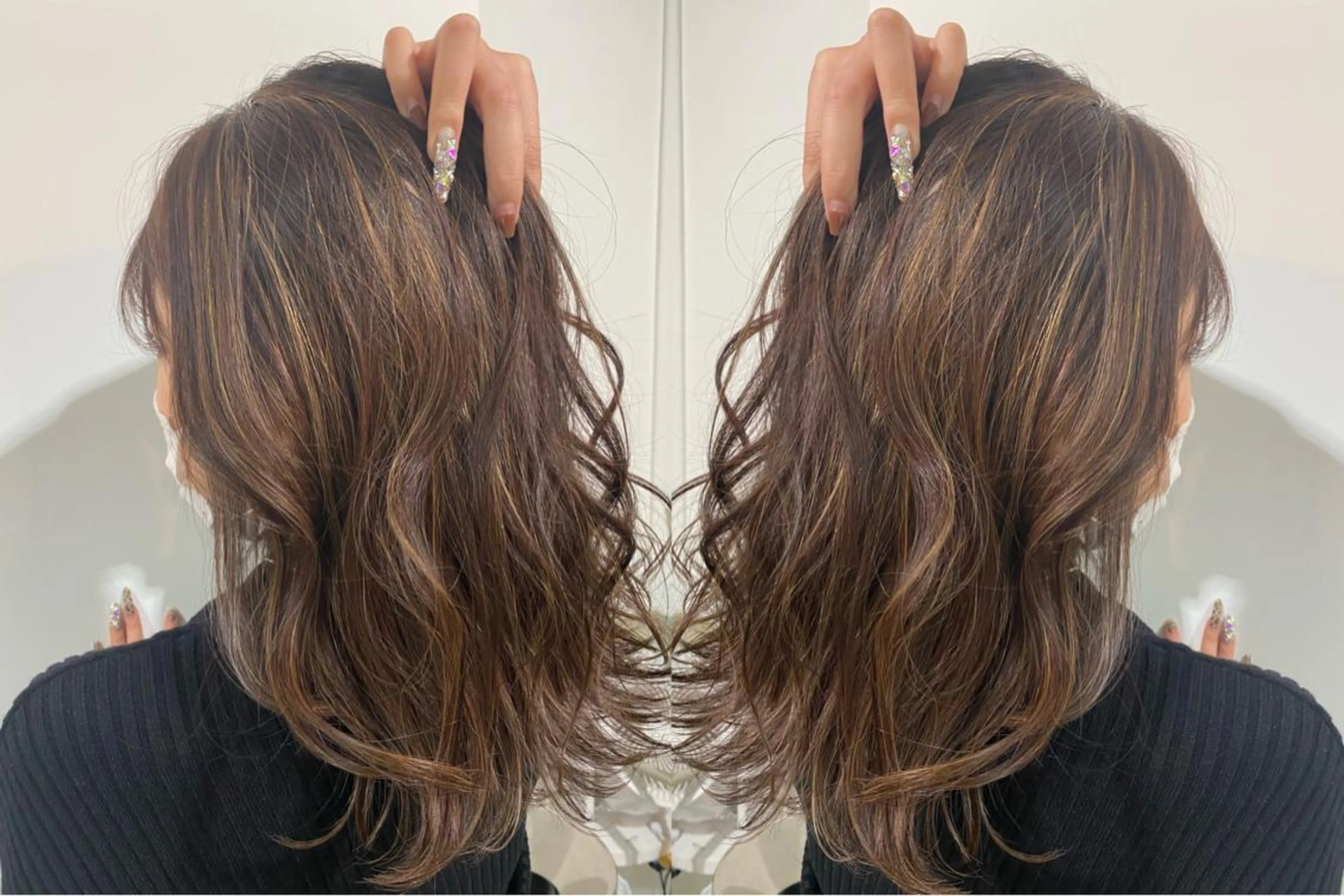 セミロング カラー ヘアアレンジ ハイライトカラー ハイライト ヘアカラー new. kawagoe所属・佐藤 麻衣のヘアスタイル