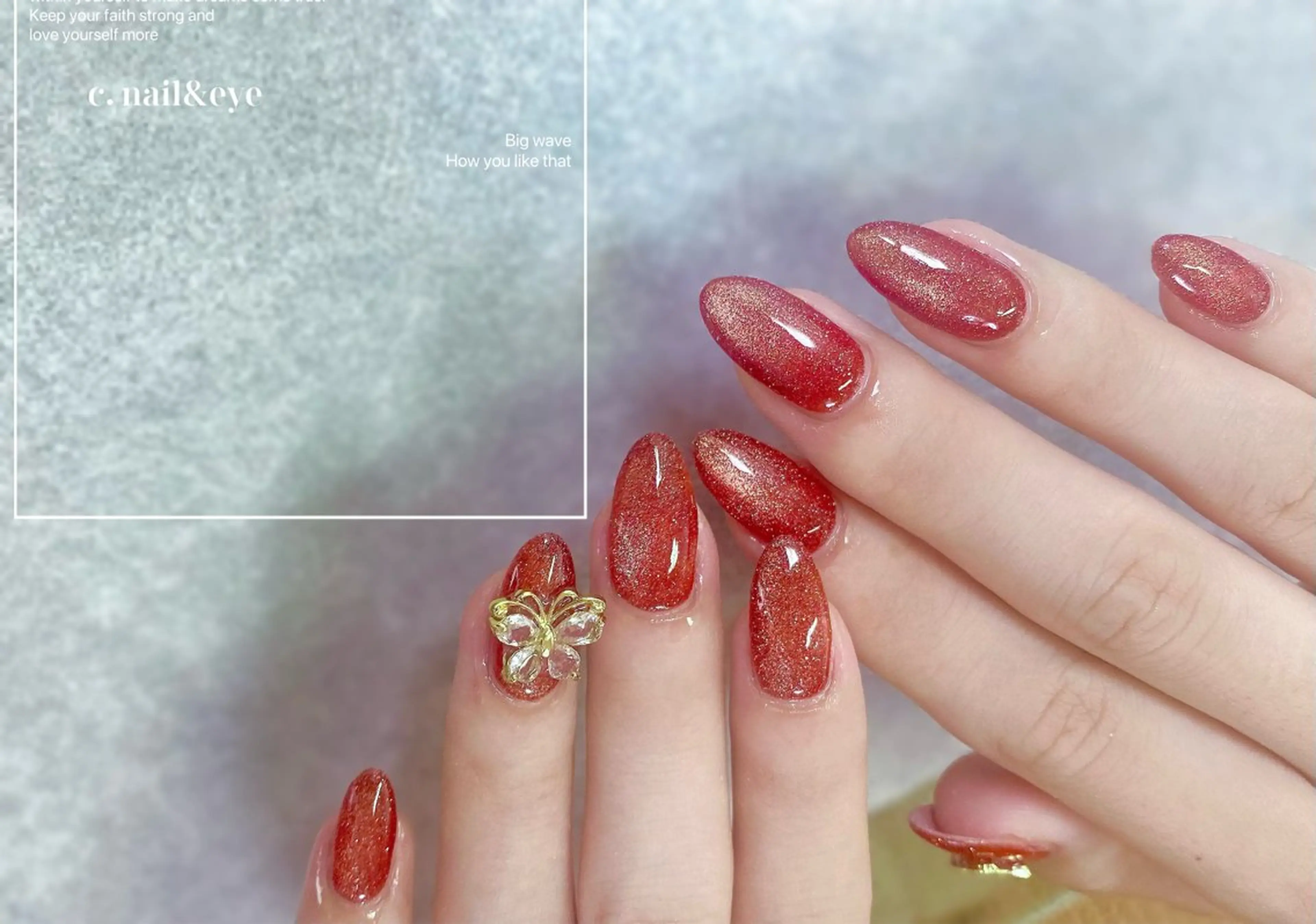 ネイル ボルドー フットネイル フレンチネイル 氷ネイル・うるうるネイル マグネットネイル C.Nail &Eye筑紫駅のネイルデザイン