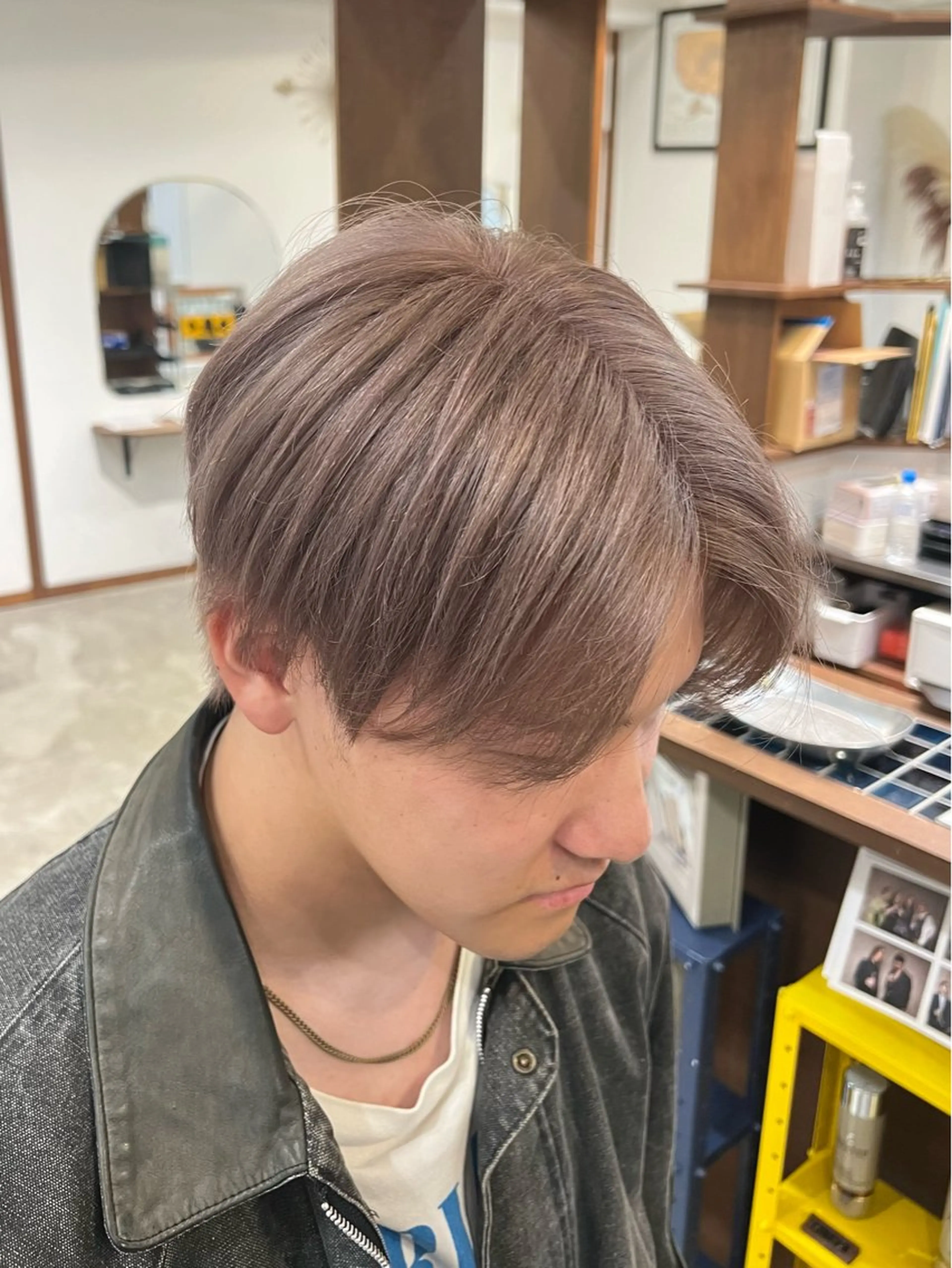 ショート メンズ ヘアカラー トリートメント まろやかなベージュ 小池春樹のヘアスタイル