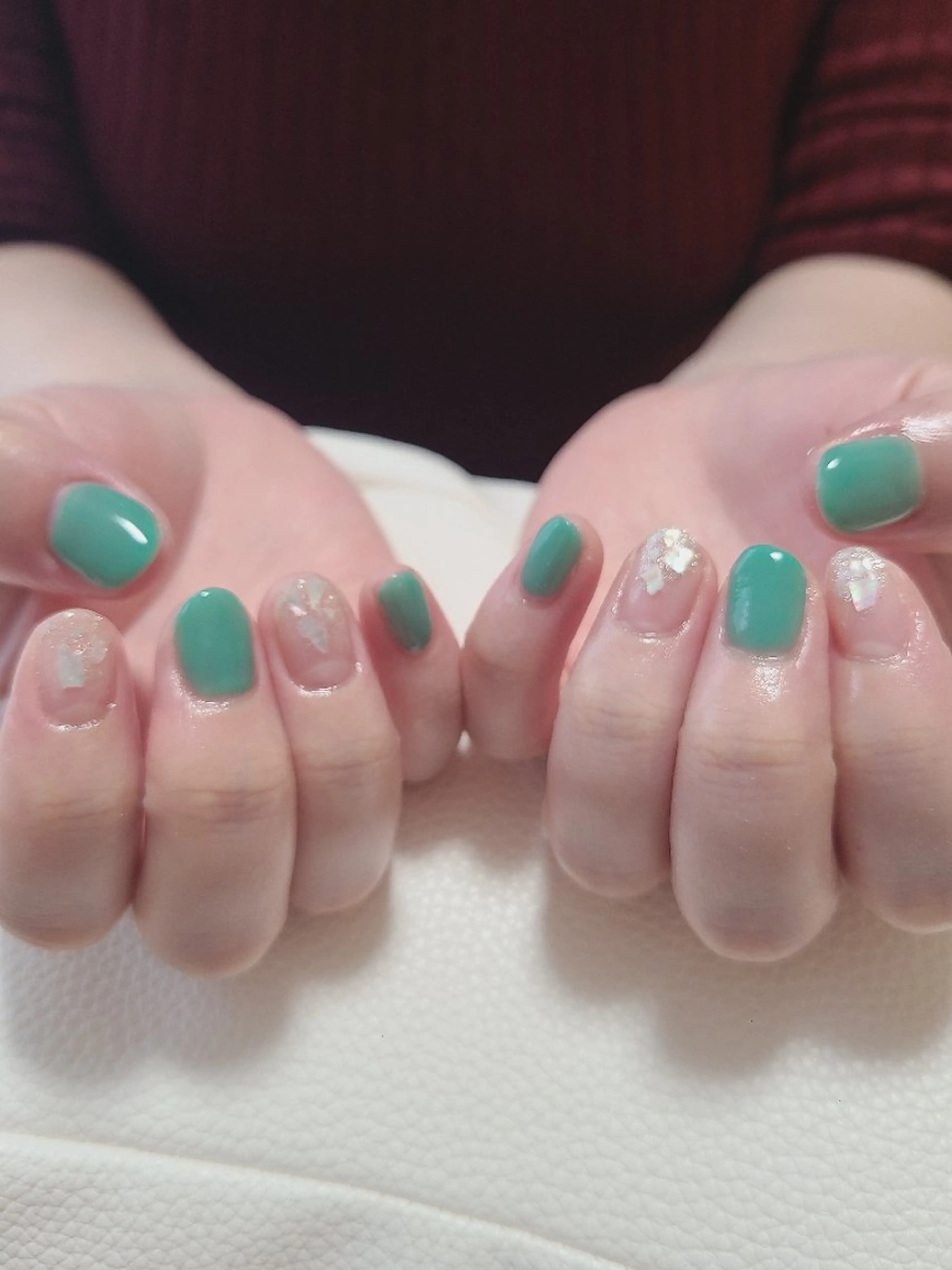 ネイル アートネイル グリーン キラキラネイル ハンドネイル Nailroom3  古屋明美のネイルデザイン