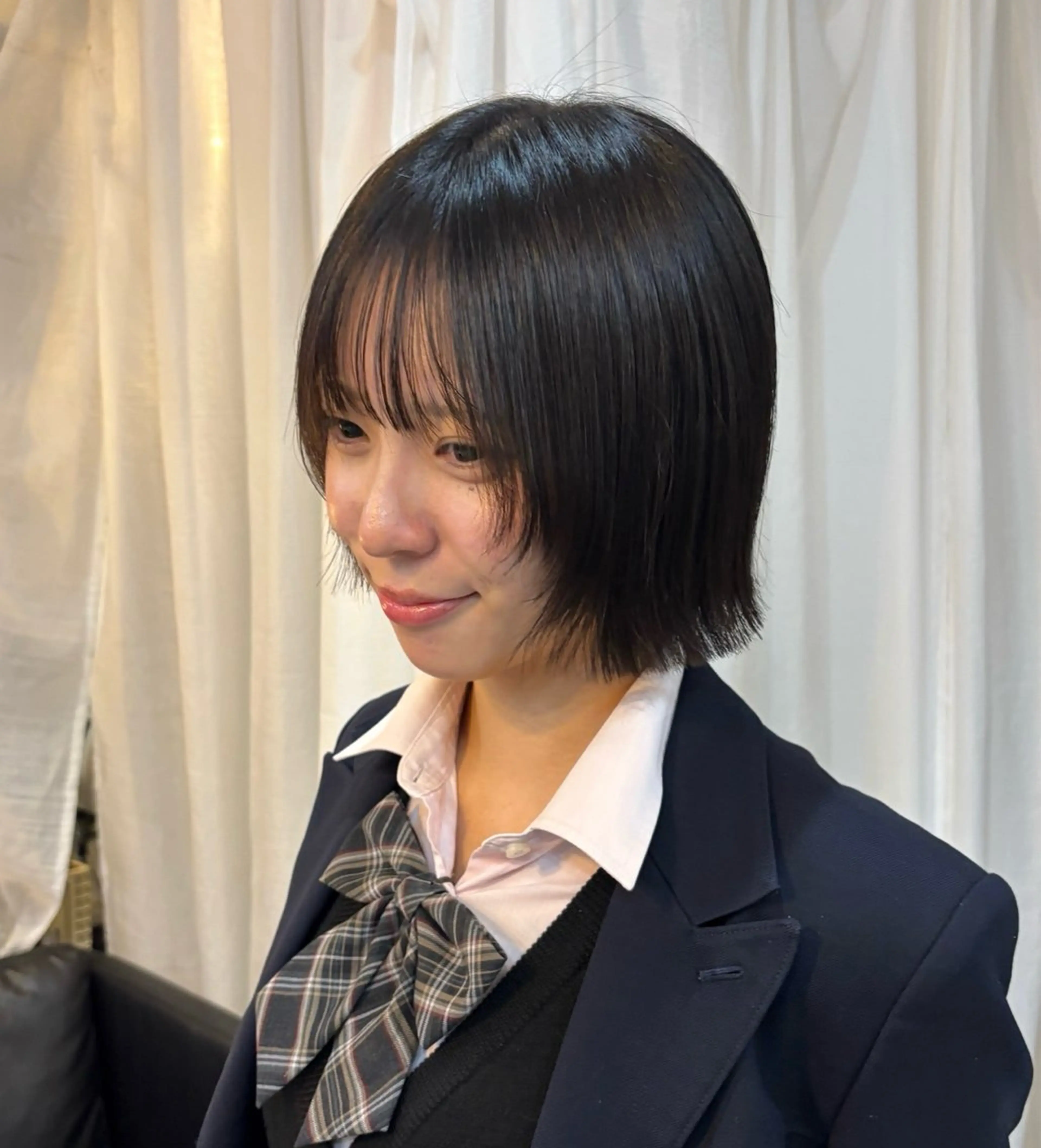 ショート ボブレイヤー ボブ くびれヘア 韓国風ヘア レイヤーカット カット ボブ/可愛いスタイル ⠀ゆらのヘアスタイル