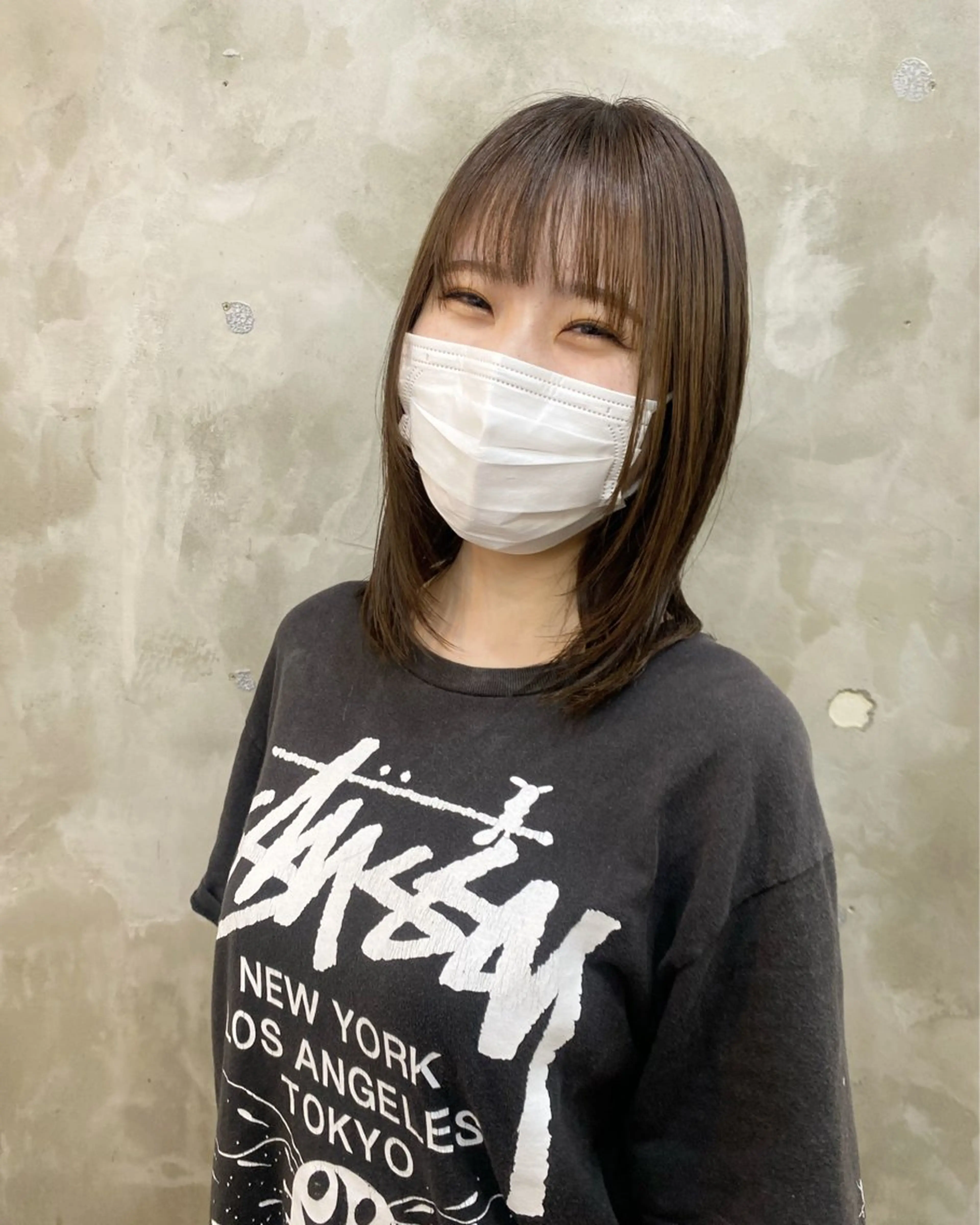 ミディアム ヘアアレンジ 顔まわりレイヤー 顔周りカット レイヤーカット 志賀 あずみのヘアスタイル