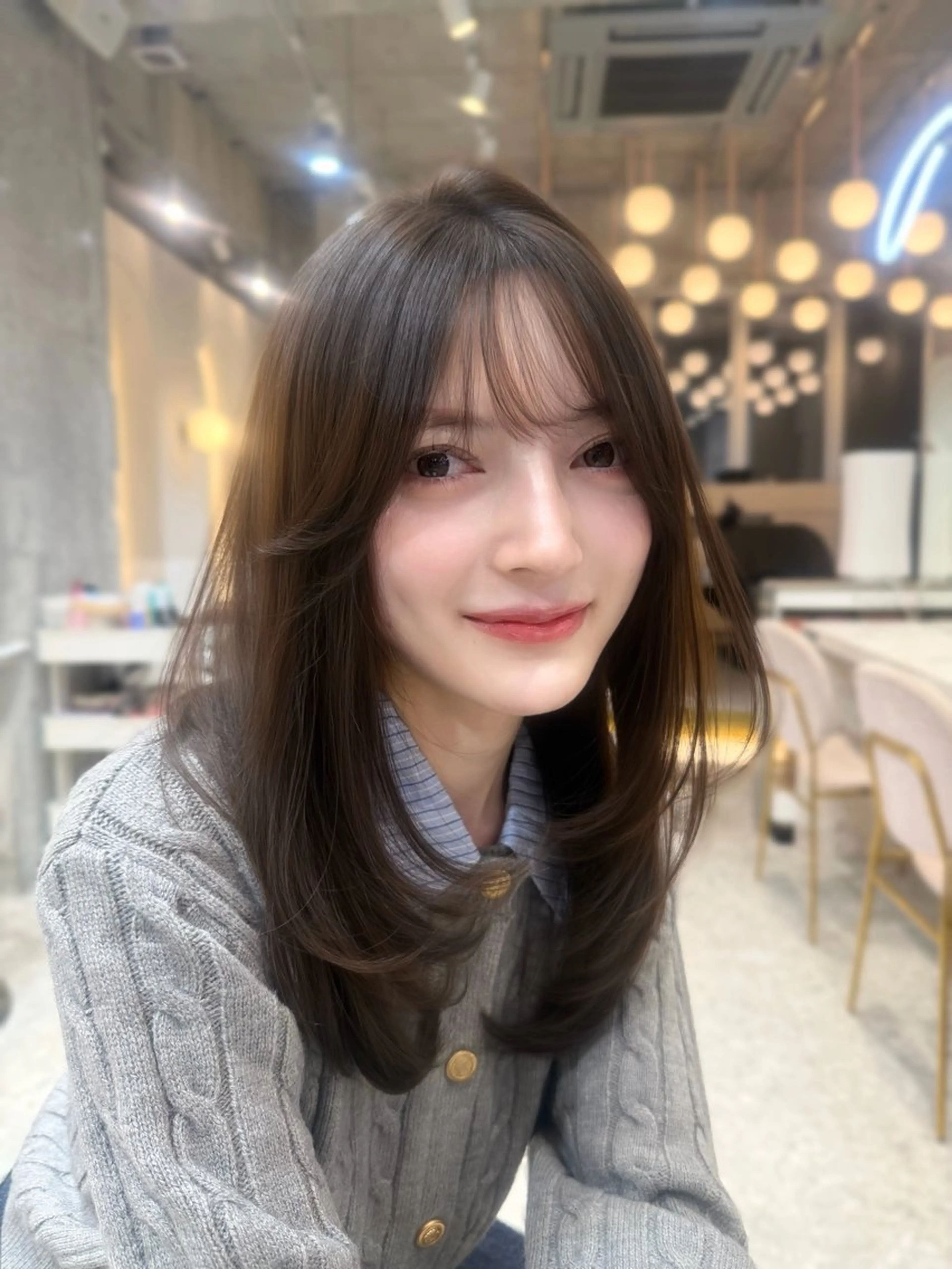 セミロング カラー カット ヘアカラー トリートメント ヘアセット 新宿/韓国レイヤー 髪質改善カラー/角所のヘアスタイル