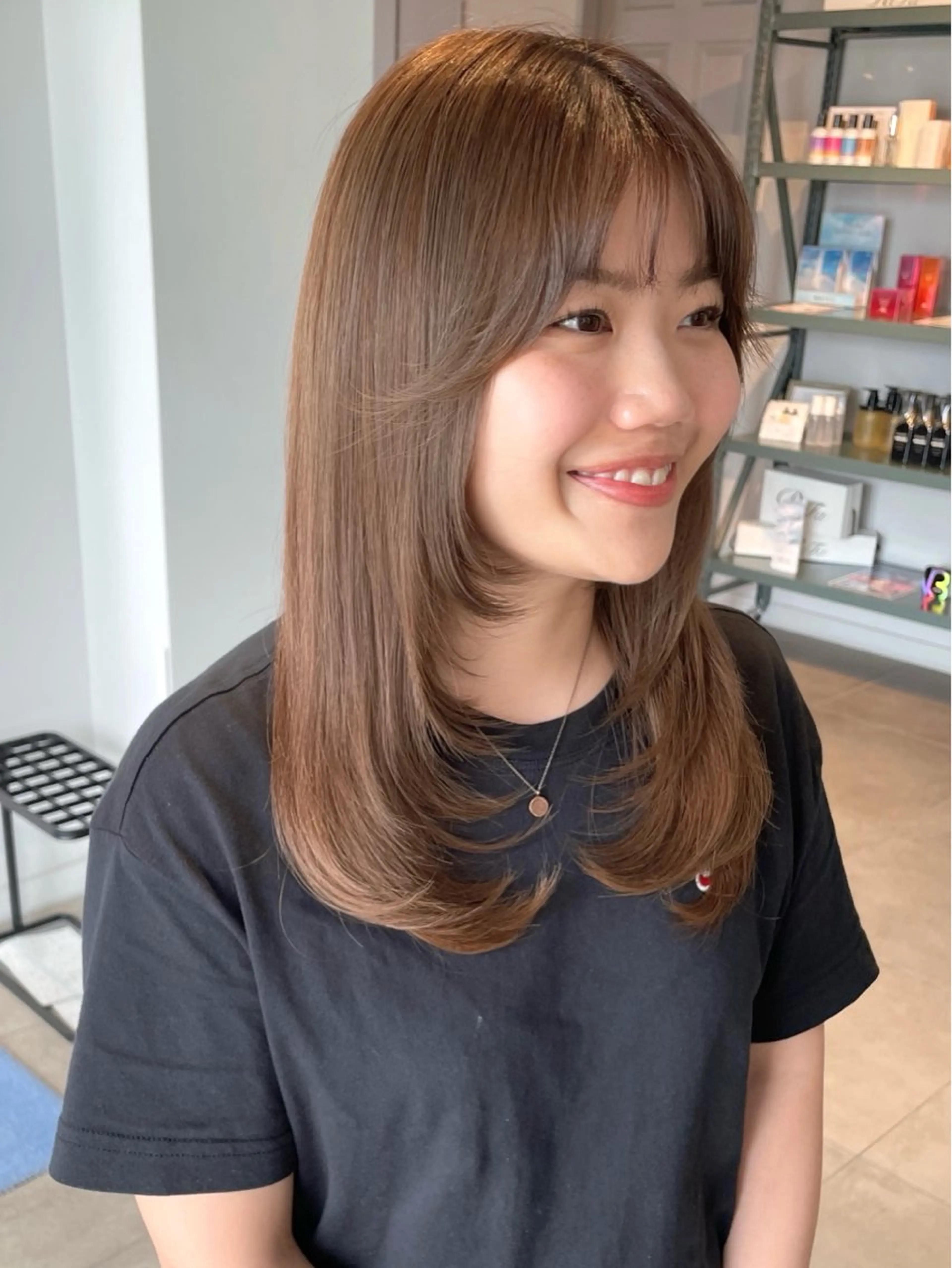 セミロング カラー レイヤーカット レイヤー/髪質改善カ ラ-🤍津田奈々美‎のヘアスタイル