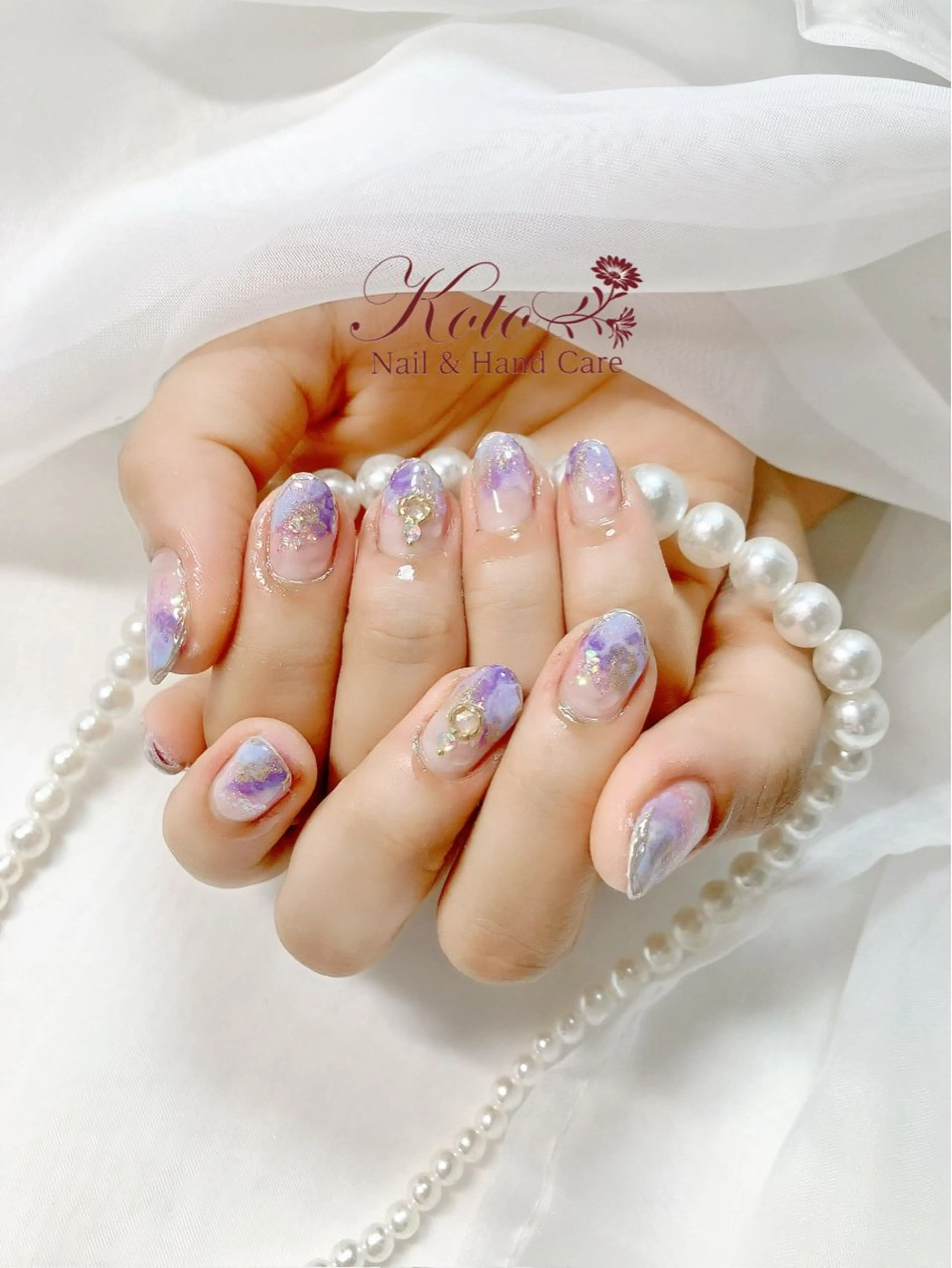 ネイル 長さ出し ジェルネイル 大理石ネイル(マーブル) 持ち込み ニュアンスネイル ハンドネイル Nail Salon KOTOのネイルデザイン