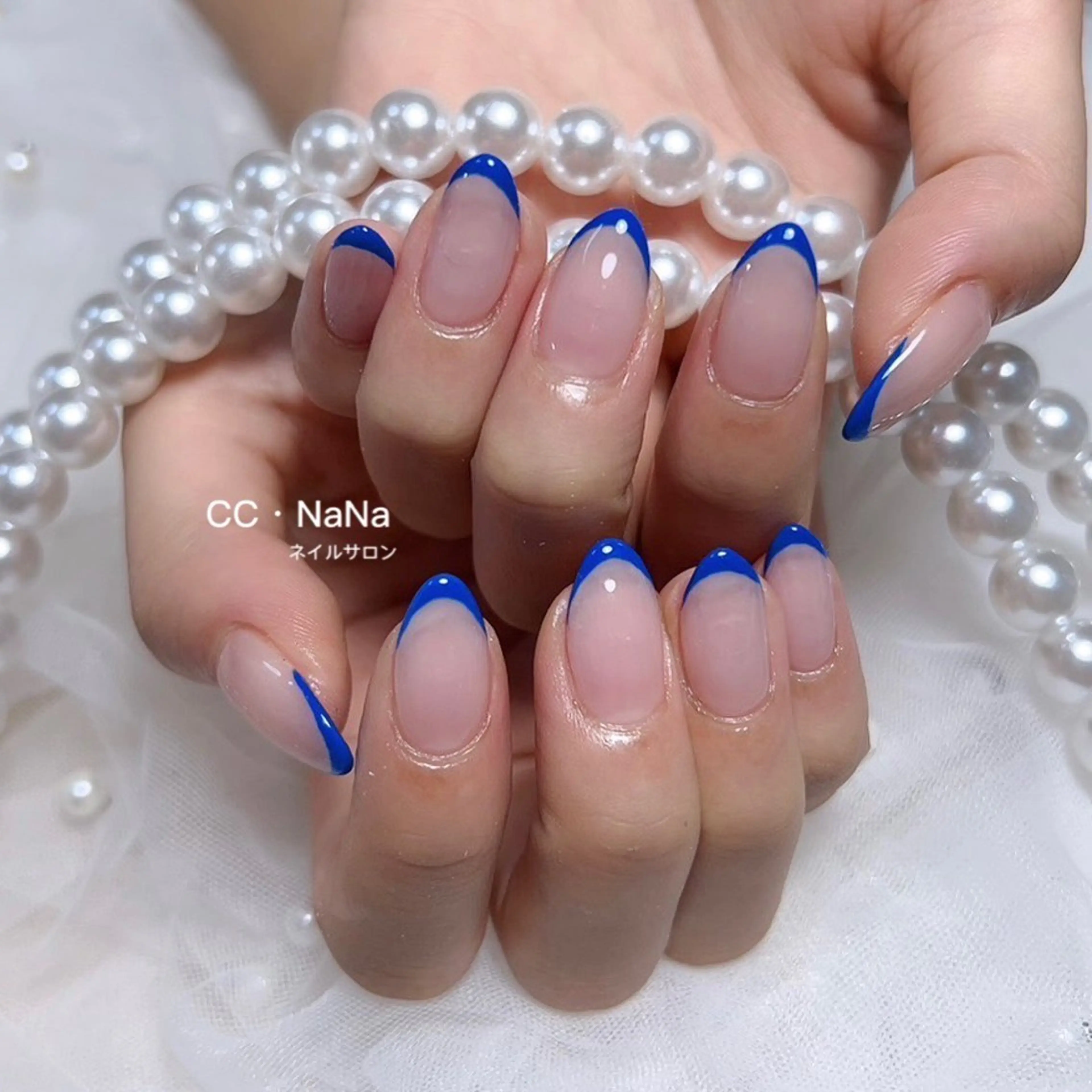 ネイル フレンチネイル ハンドネイル 💎CC・NaNa 韓国風ネイル🌙のネイルデザイン